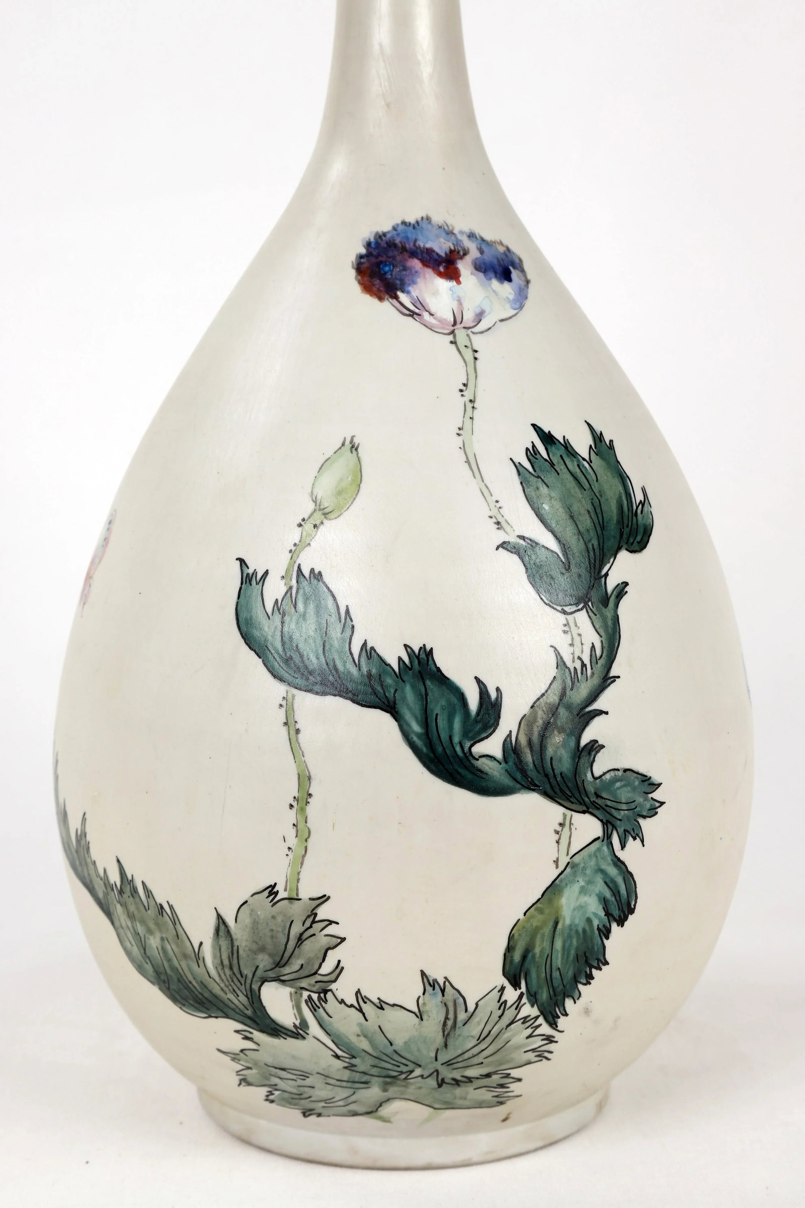 Vintage Porcelain With Hand Painted Flowers Motif Vase - 3