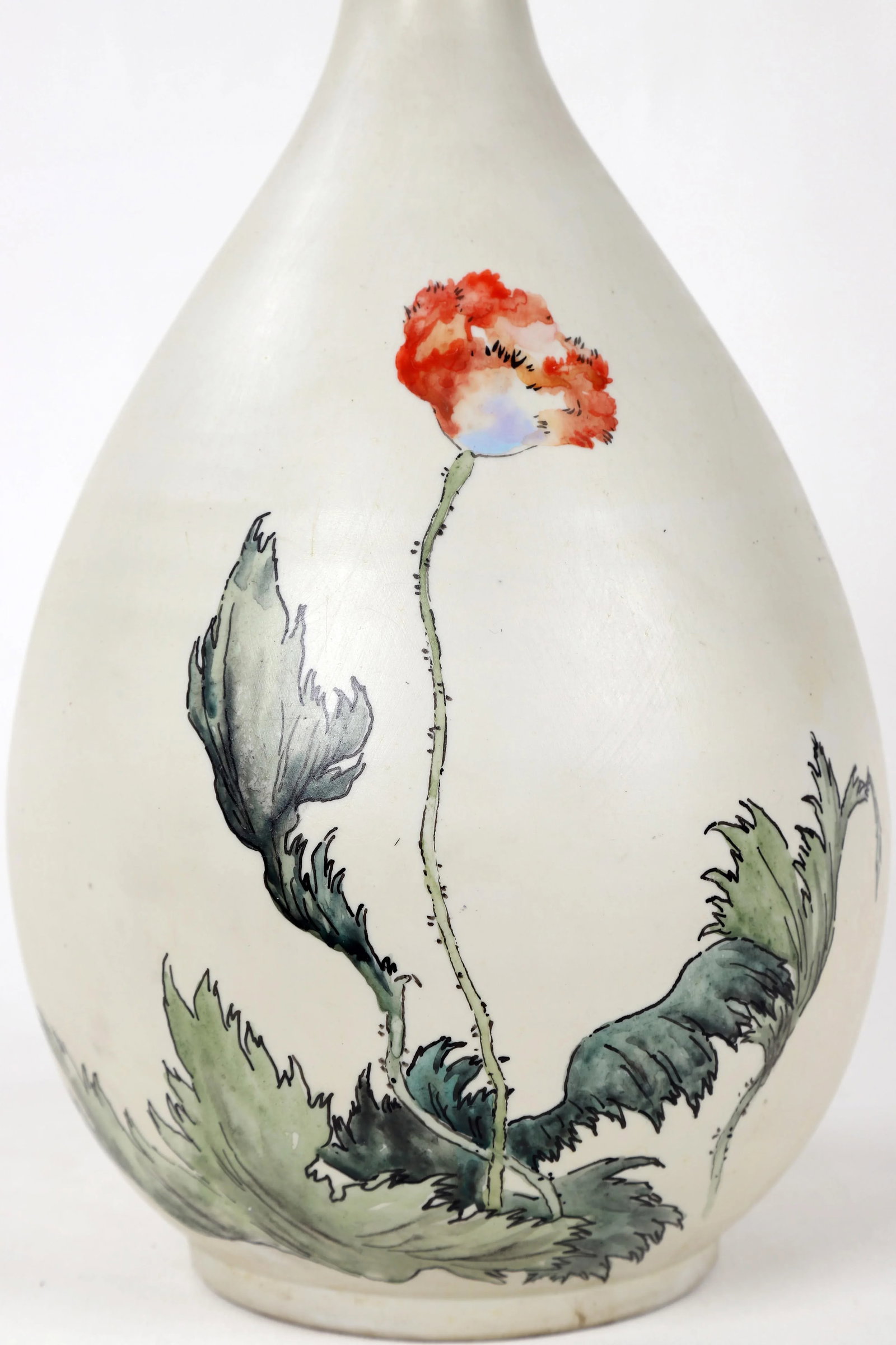 Vintage Porcelain With Hand Painted Flowers Motif Vase - 4