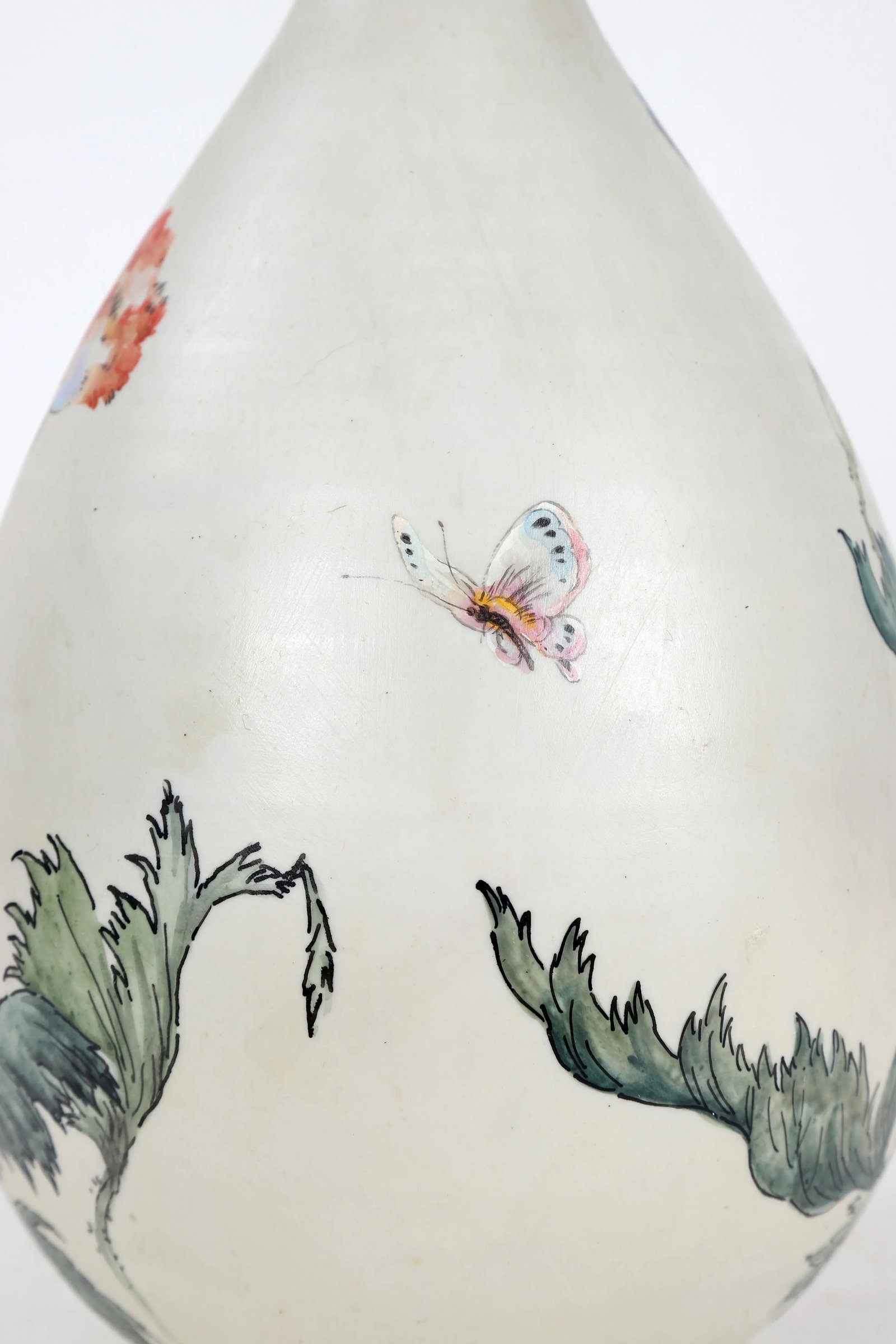 Vintage Porcelain With Hand Painted Flowers Motif Vase - 6