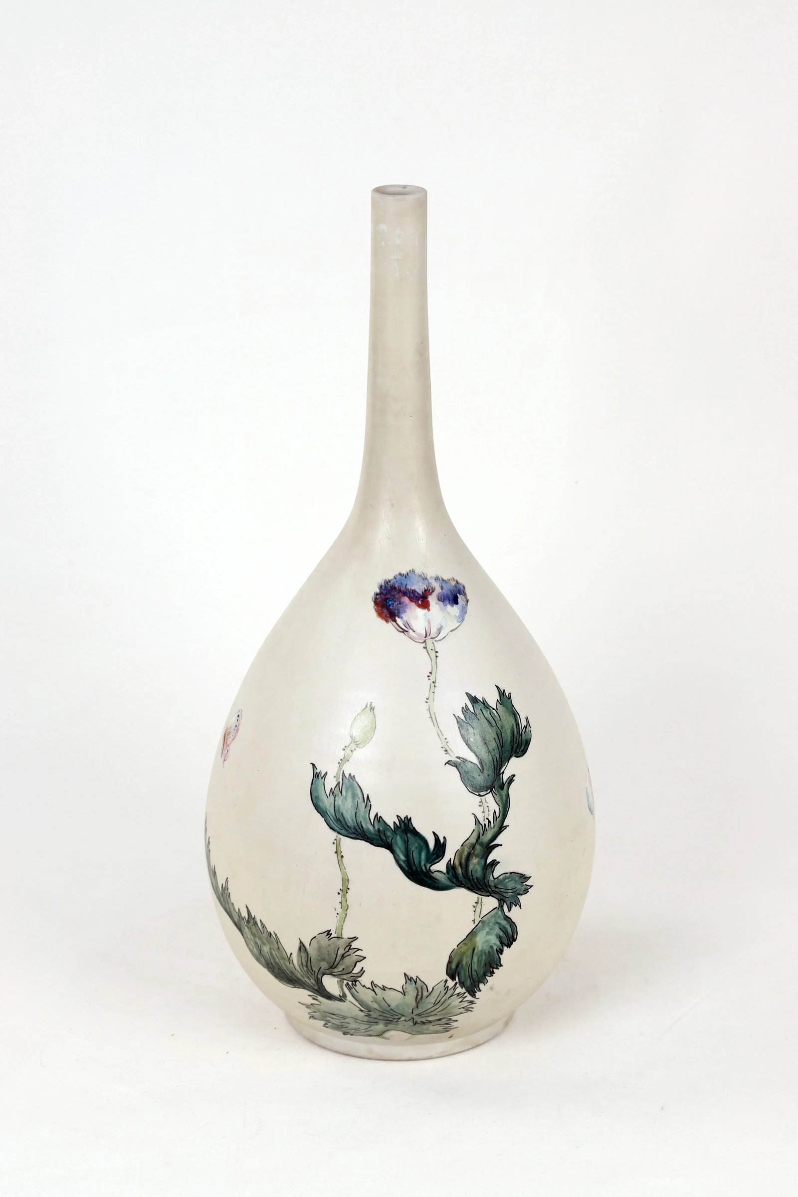 Vintage Porcelain With Hand Painted Flowers Motif Vase - 7