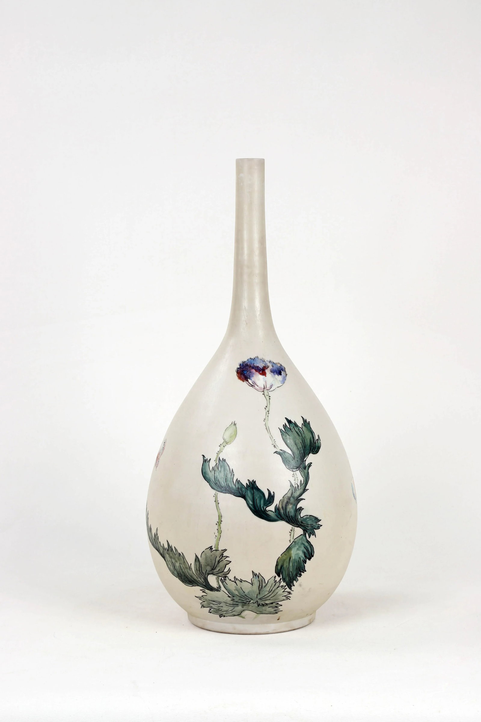 Vintage Porcelain With Hand Painted Flowers Motif Vase - 9