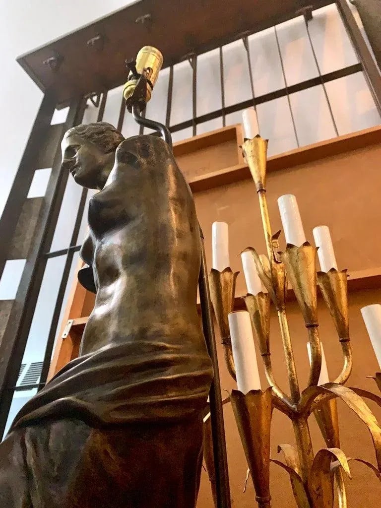 Midcentury Neoclassical Cast Bronze Venus De Milo Table Lamp - 7