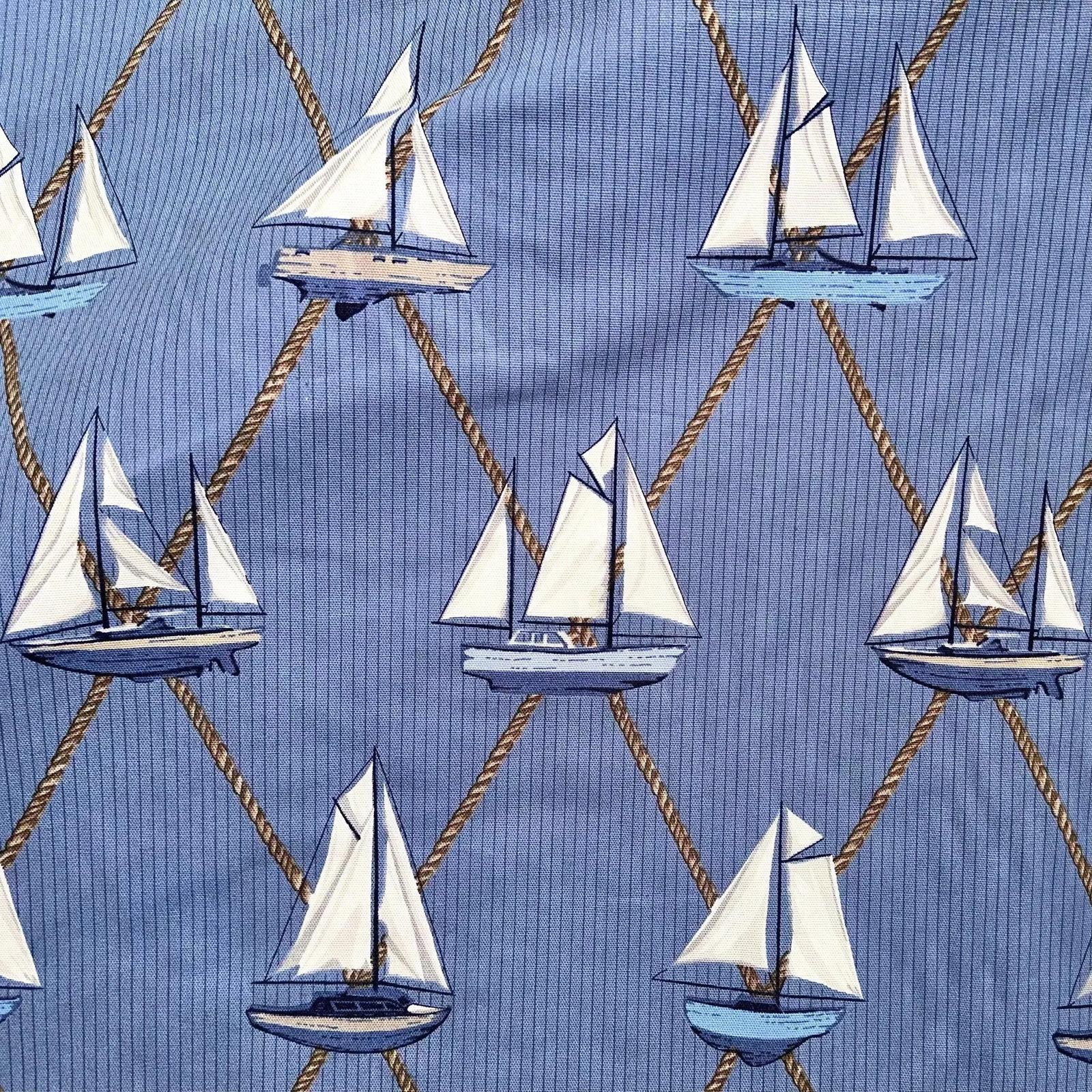 Schumacher Sailboats Nautical Textile Yardage, Cotton, Blue, Vintage, 1990s - 10 Yards - 5