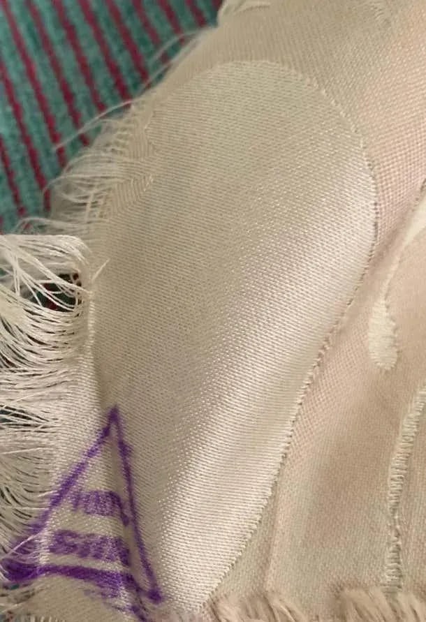 Vintage Embroidered Silk Charmeuse Fabric, White Floral Champagne Taupe, Rare - 7 Yards - 4
