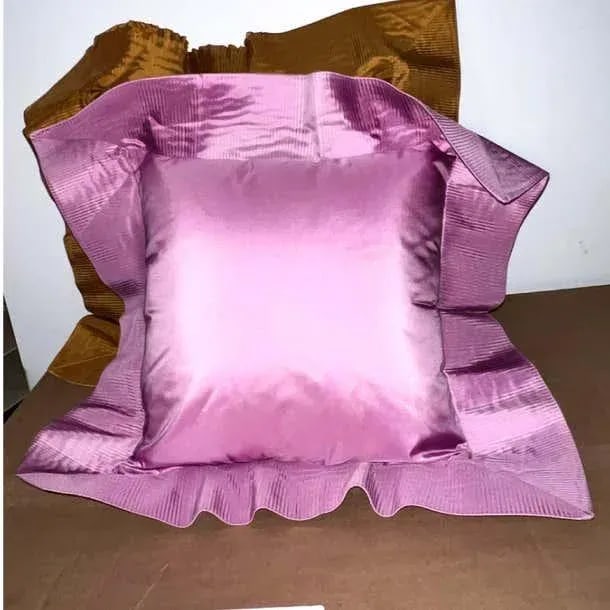 Orchid Pink Origami Pleated Silk Taffeta Crystal Pleat Decorative Pillow Sham - 2