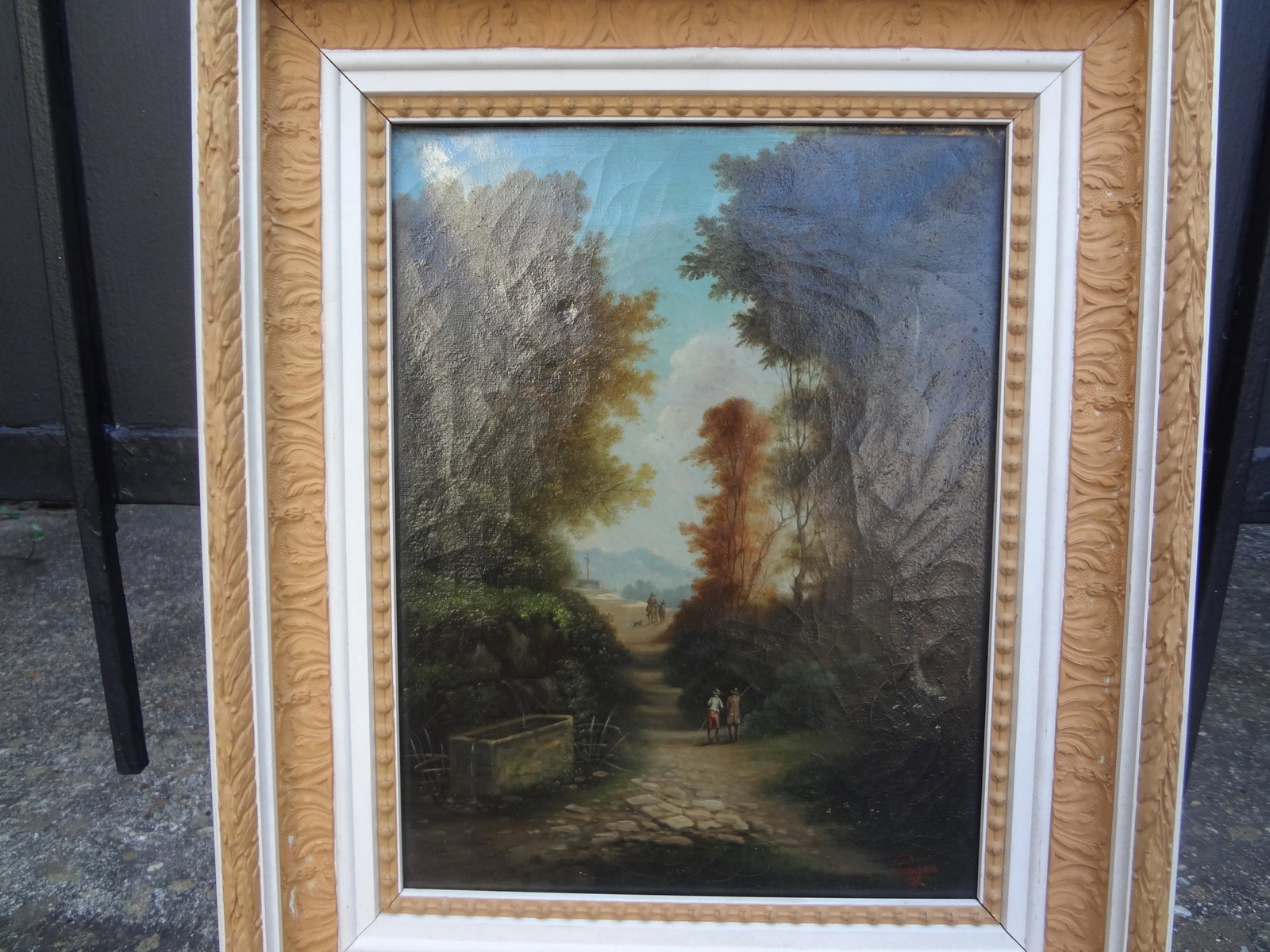 19th Century French Landscape Oil on Canvas Signed Pages - 3