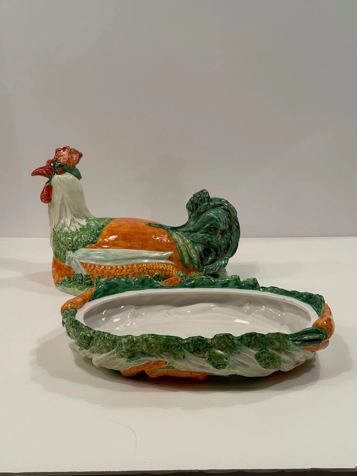 Italian Ceramic Majolica Rooster and Vegetable Tureen - 2