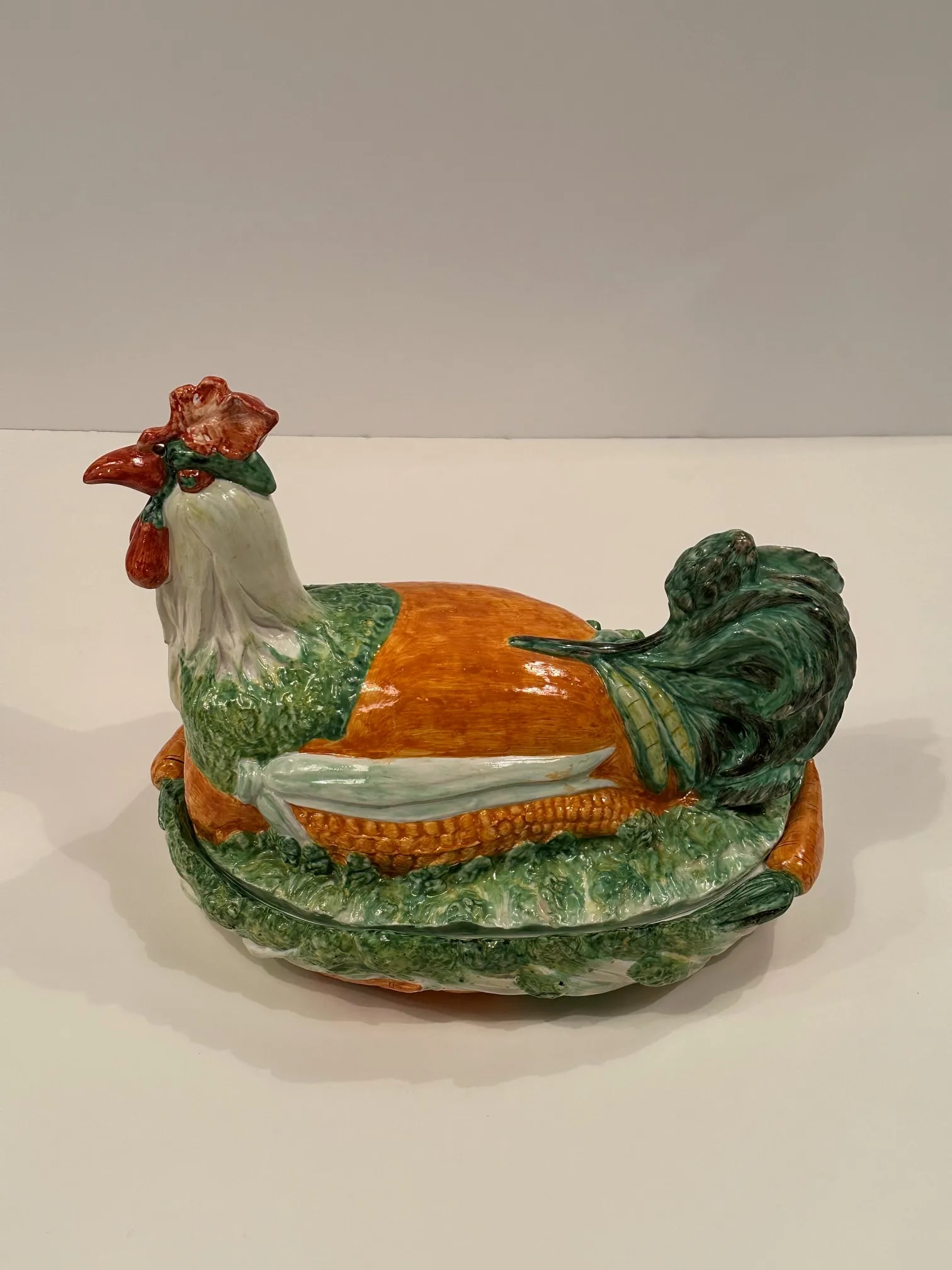 Italian Ceramic Majolica Rooster and Vegetable Tureen - 6