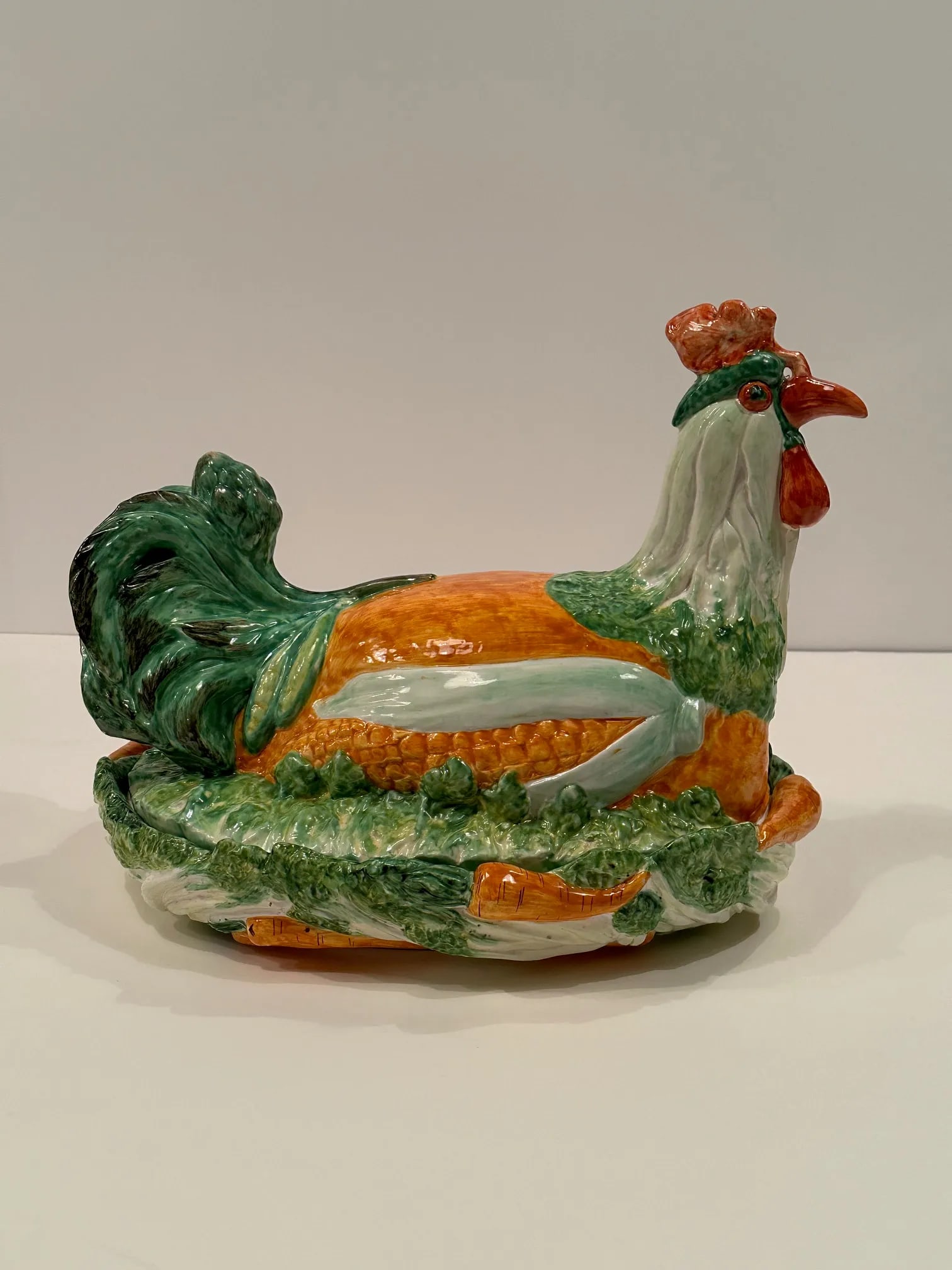 Italian Ceramic Majolica Rooster and Vegetable Tureen - 8