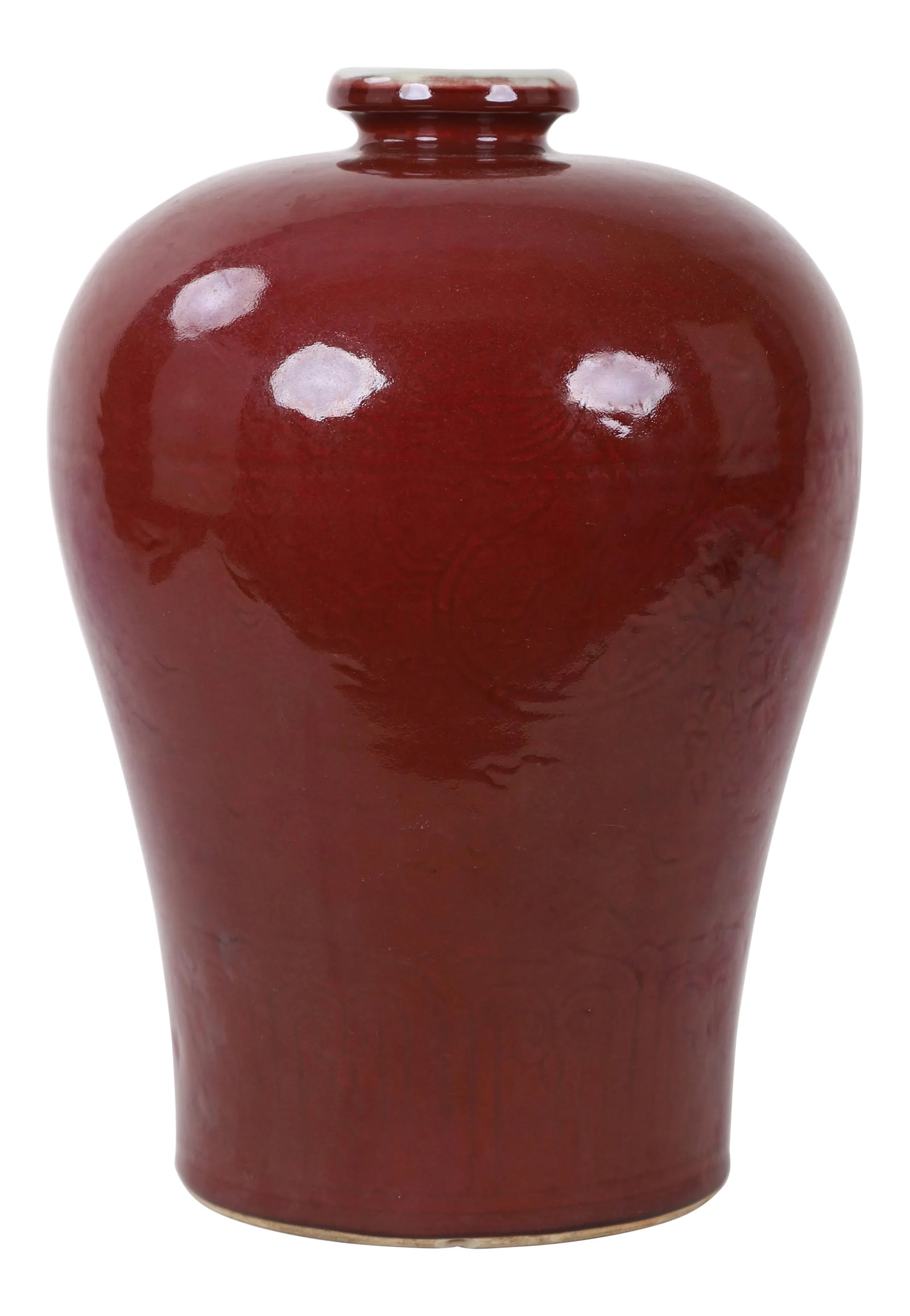 20th-Century Chinese Red-Glazed Vase: 20th-century Chinese red-glazed vase Condition: Alterations: Original Condition Unaltered Imperfections: Some Imperfections Condition Notes: Excellent with no imperfections. Materials &