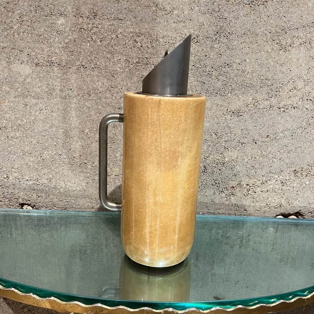 1950s Aldo Tura Modern Pitcher Carafe Thermos Goatskin Italy - 10