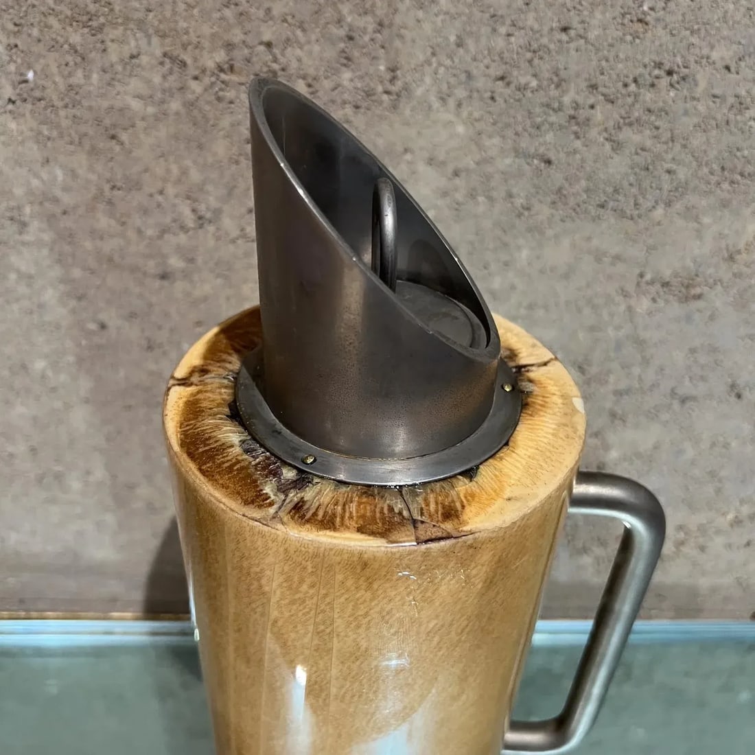 1950s Aldo Tura Modern Pitcher Carafe Thermos Goatskin Italy - 4