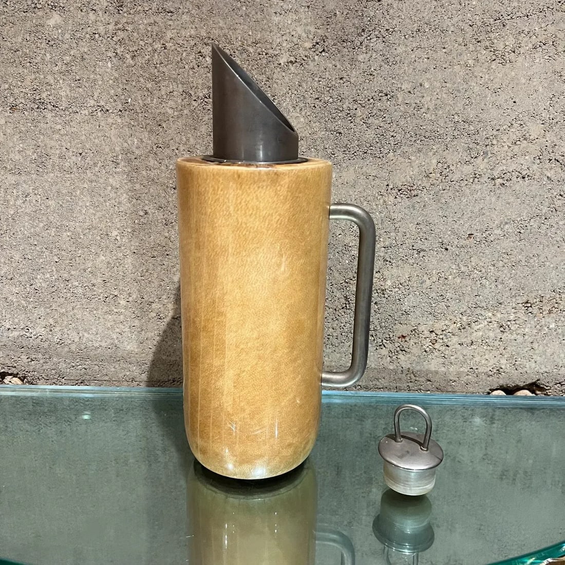 1950s Aldo Tura Modern Pitcher Carafe Thermos Goatskin Italy - 6