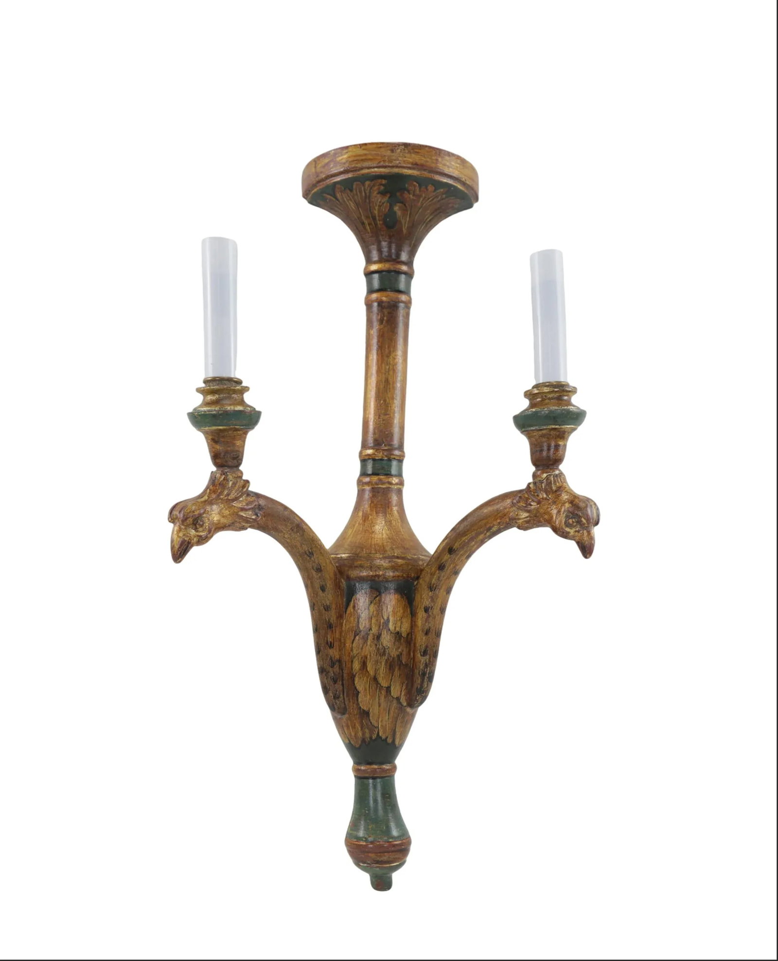 Pair of 19th-Century Rococo-Style Wood Carving Wall Lamps. - 2