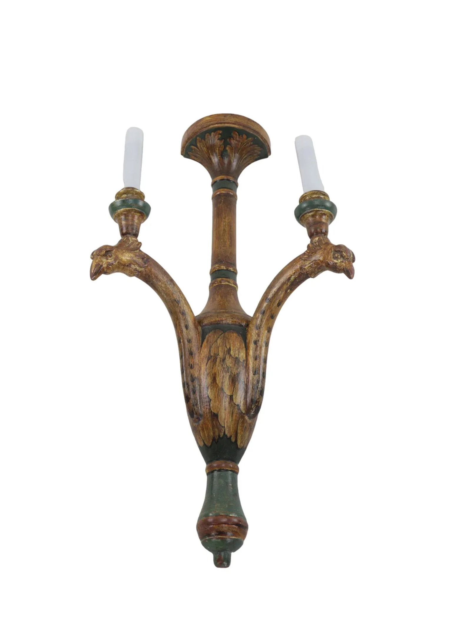 Pair of 19th-Century Rococo-Style Wood Carving Wall Lamps. - 4