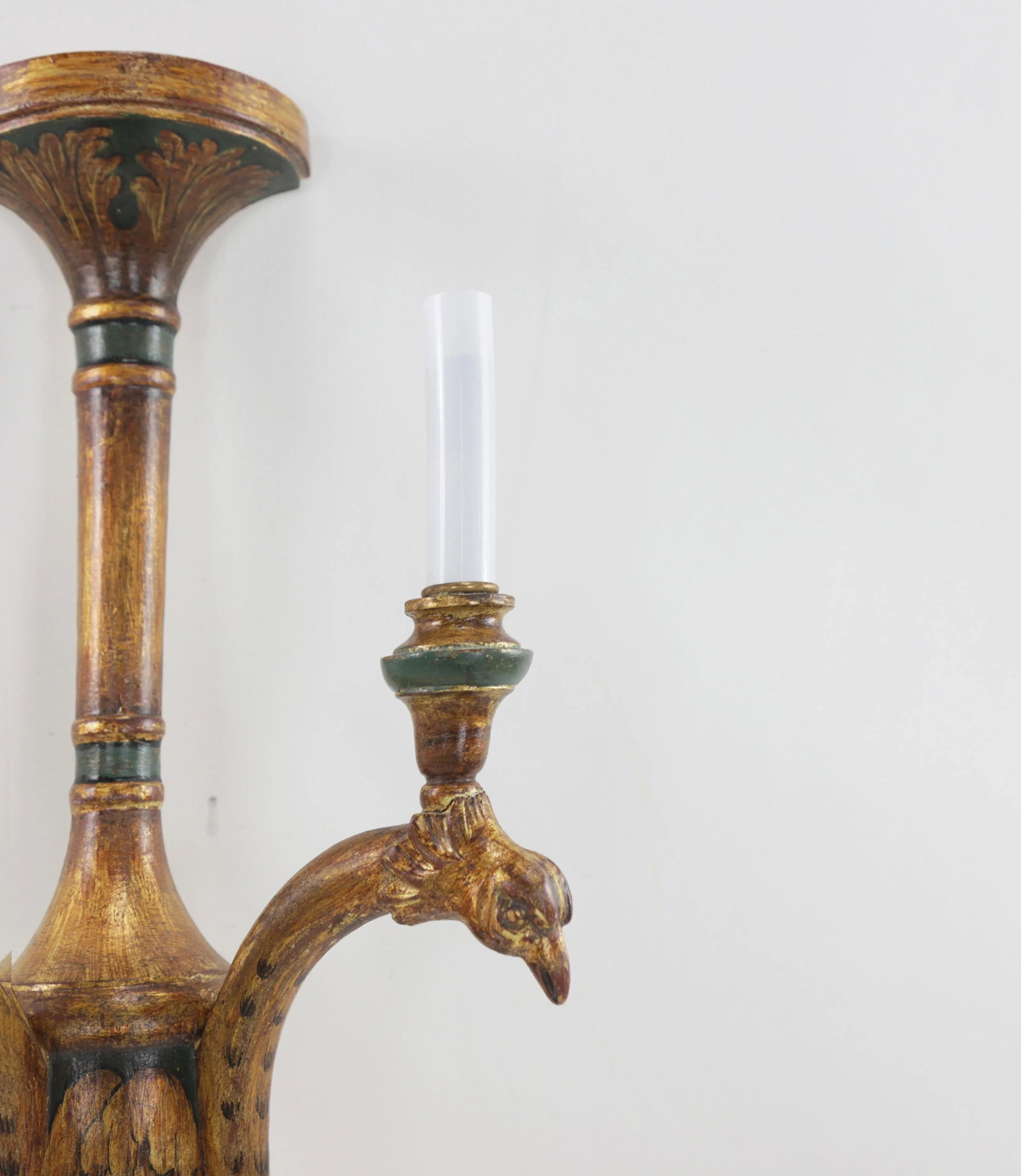 Pair of 19th-Century Rococo-Style Wood Carving Wall Lamps. - 9