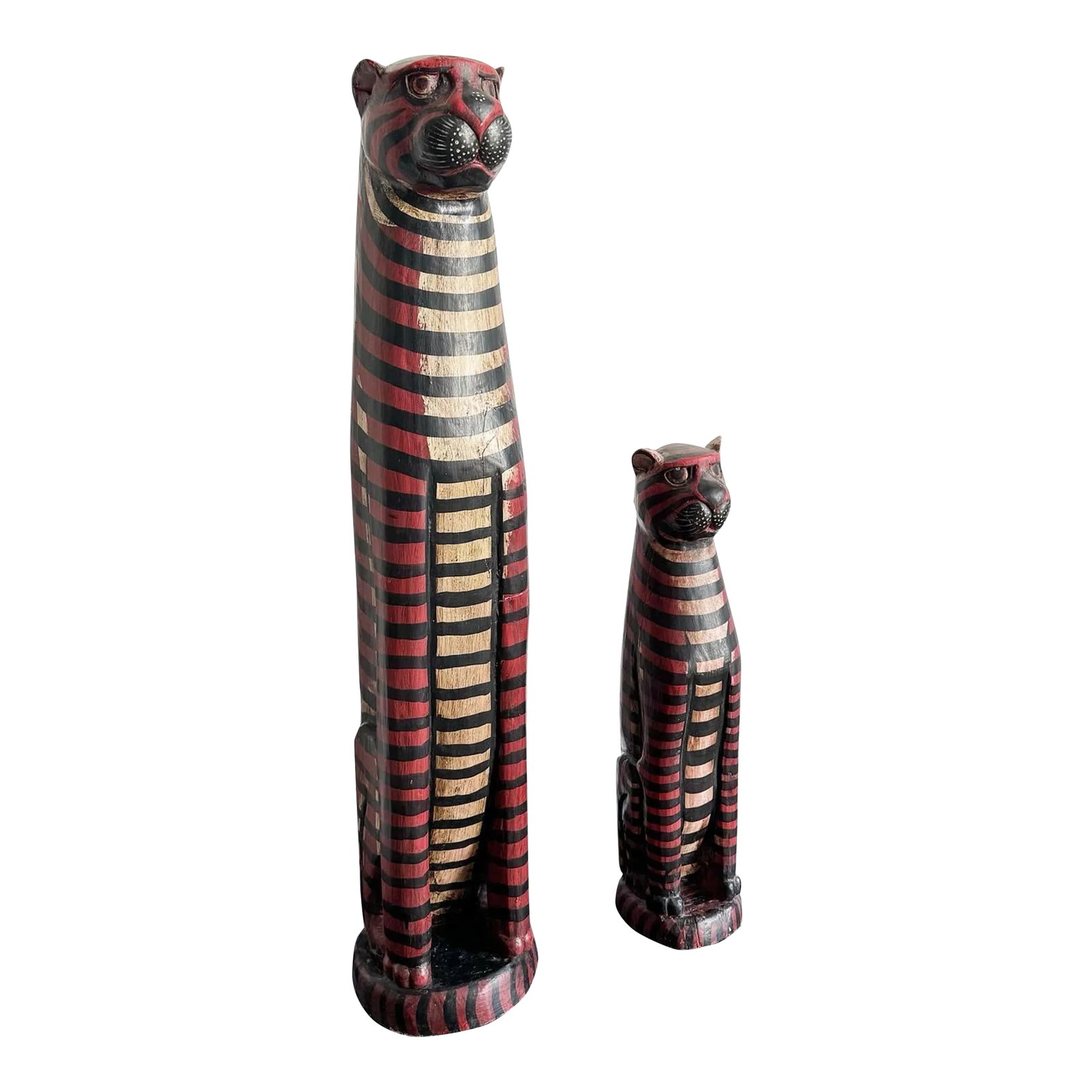 Mid Century Wooden Folk Art Cats - Set of 2 (1 of 10)