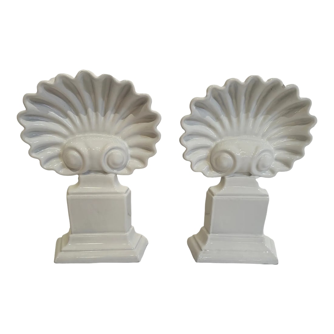 Cast Iron Enameled Shell Motif Sculptures -A Pair (1 of 8)