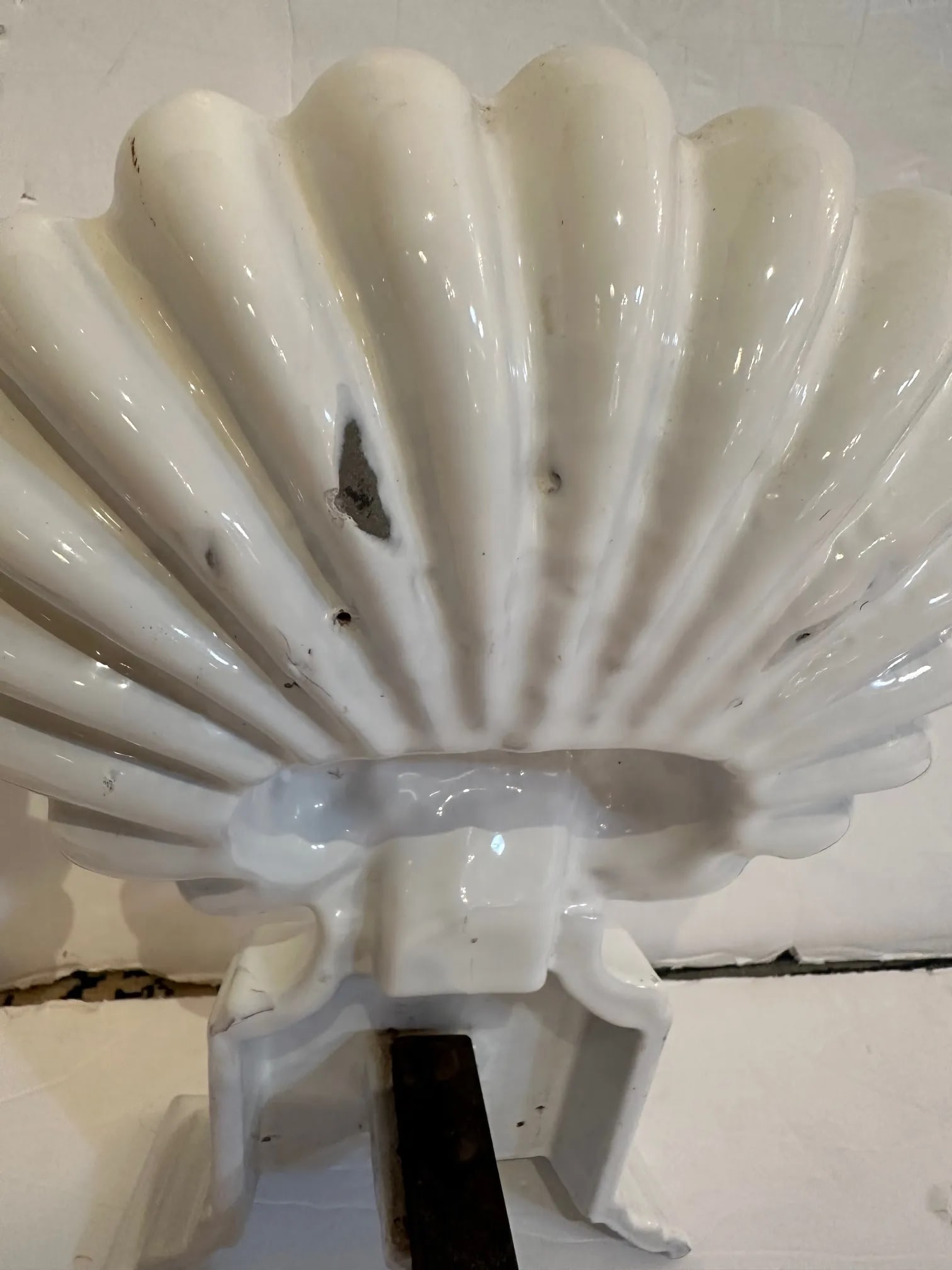 Cast Iron Enameled Shell Motif Sculptures -A Pair - 7