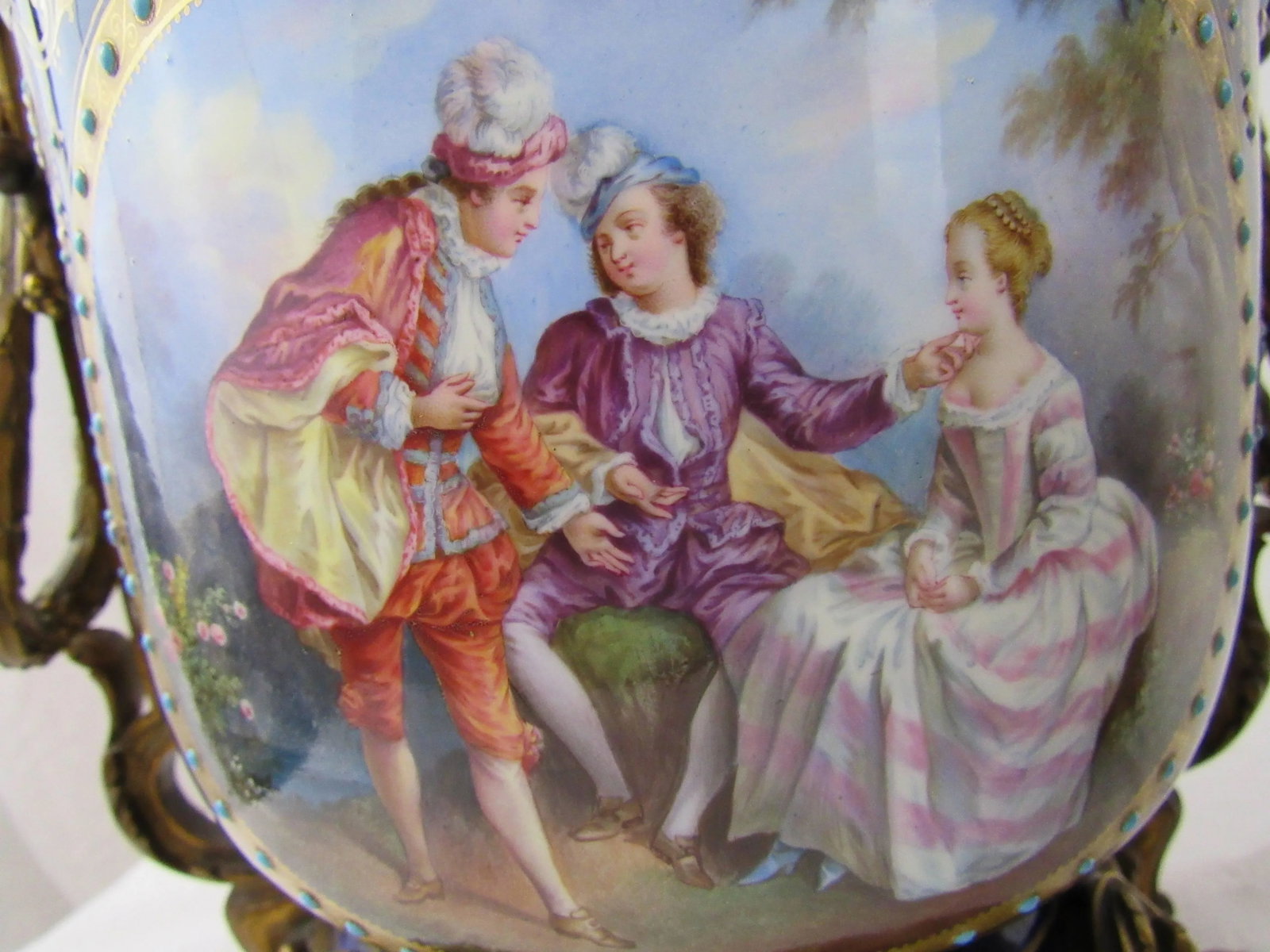 Enamel on Copper Jardinières in Bronze Doré, European 19th Century - a Pair - 7
