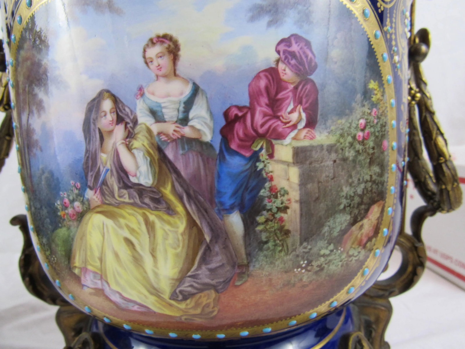 Enamel on Copper Jardinières in Bronze Doré, European 19th Century - a Pair - 9