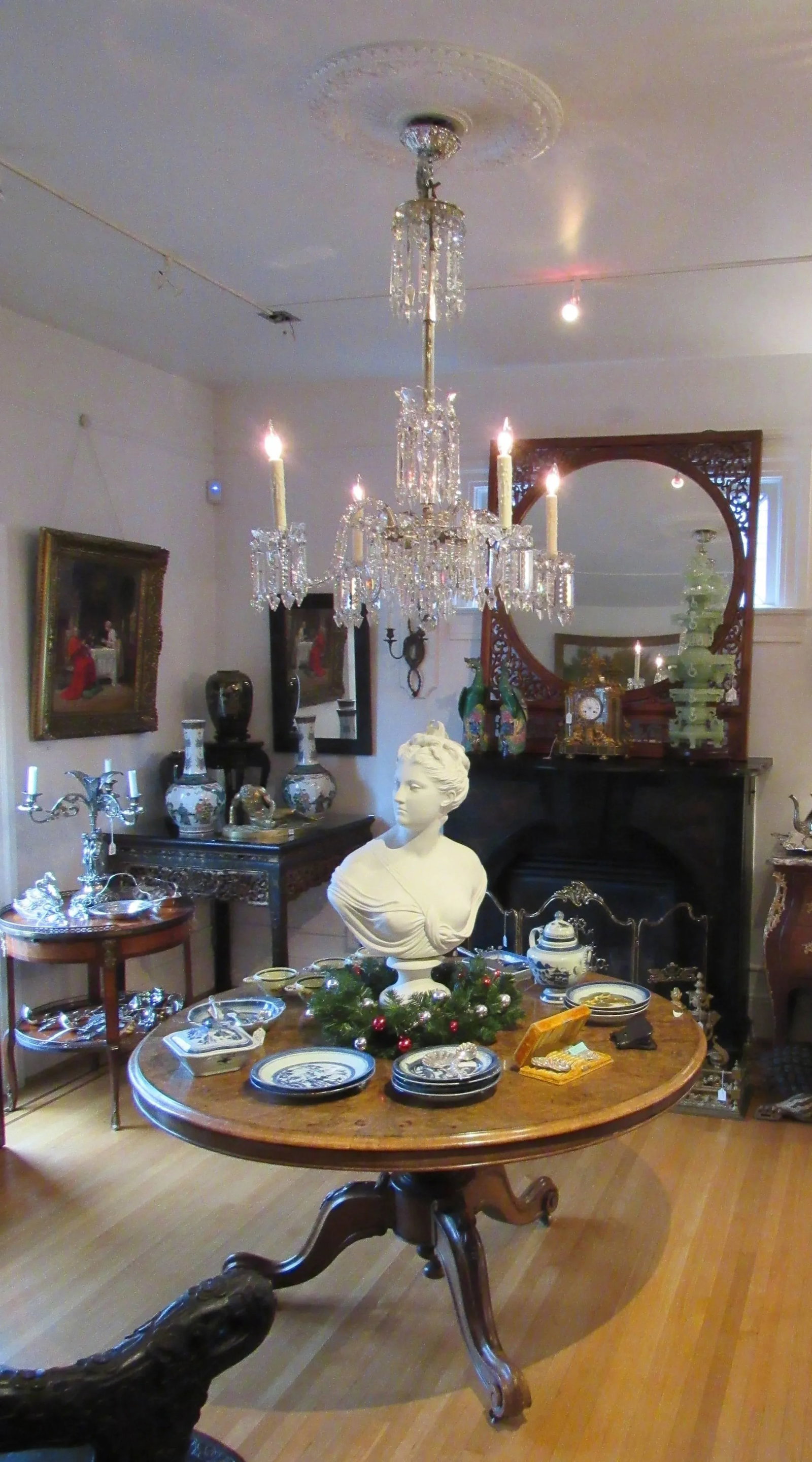 Large European Four-Light Crystal Chandelier, Early 20th Century - 4