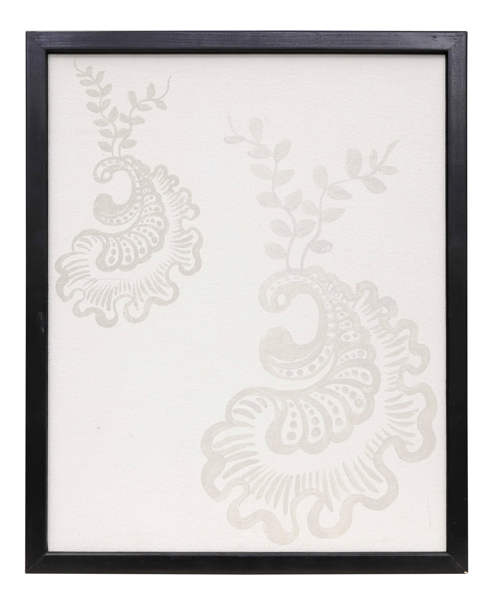 Vintage Mid-Century Shells and Leaves Framed Painting: This is a hand-painted paisley patternï¼Œ As one of the most recognizable decorative patterns, the swirl is the core of paisley pattern symbolization. According to legend, it originally