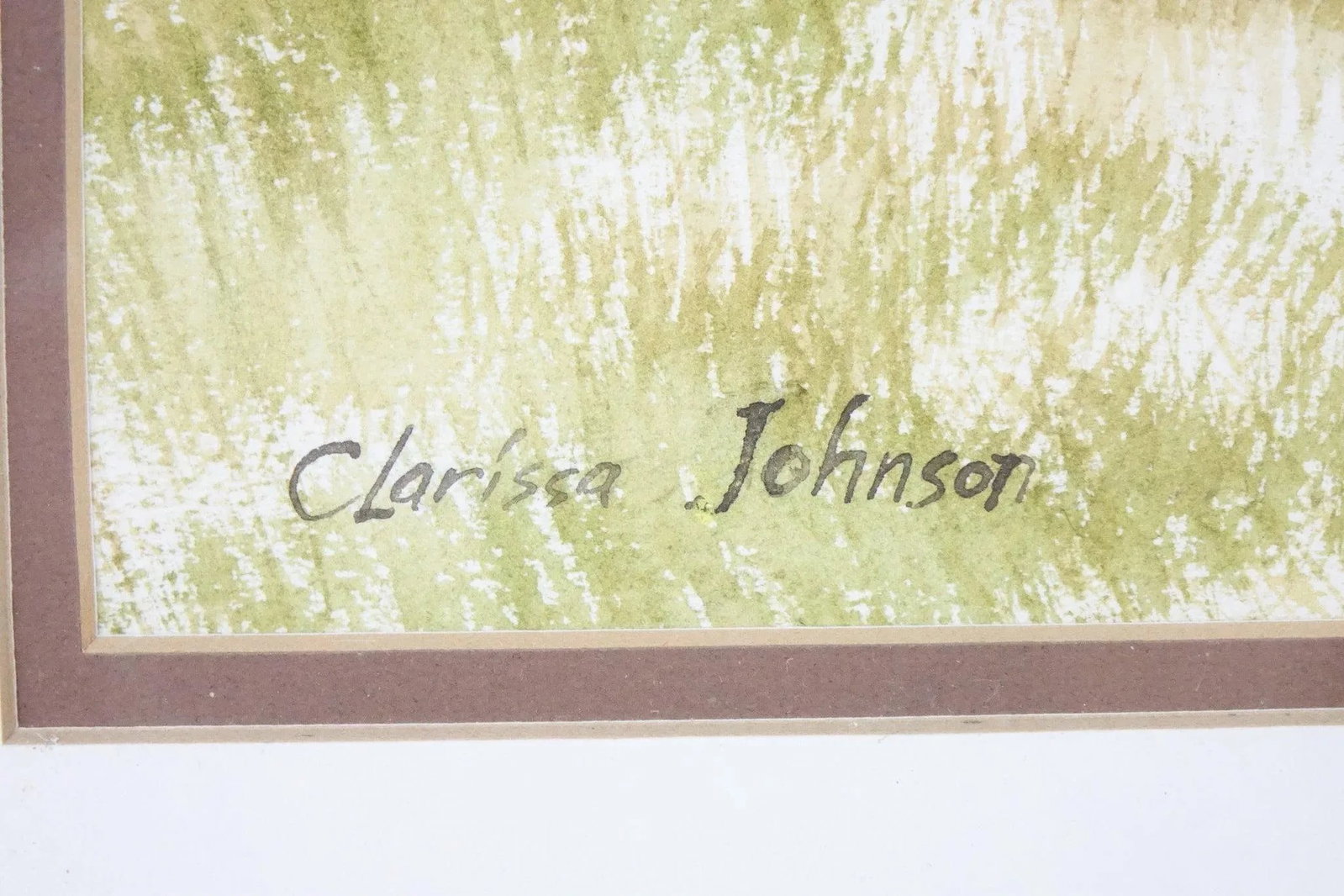 1960s Landscape of a Farm Original Watercolor on Paper Signed Clarissa Johnson, Framed - 4