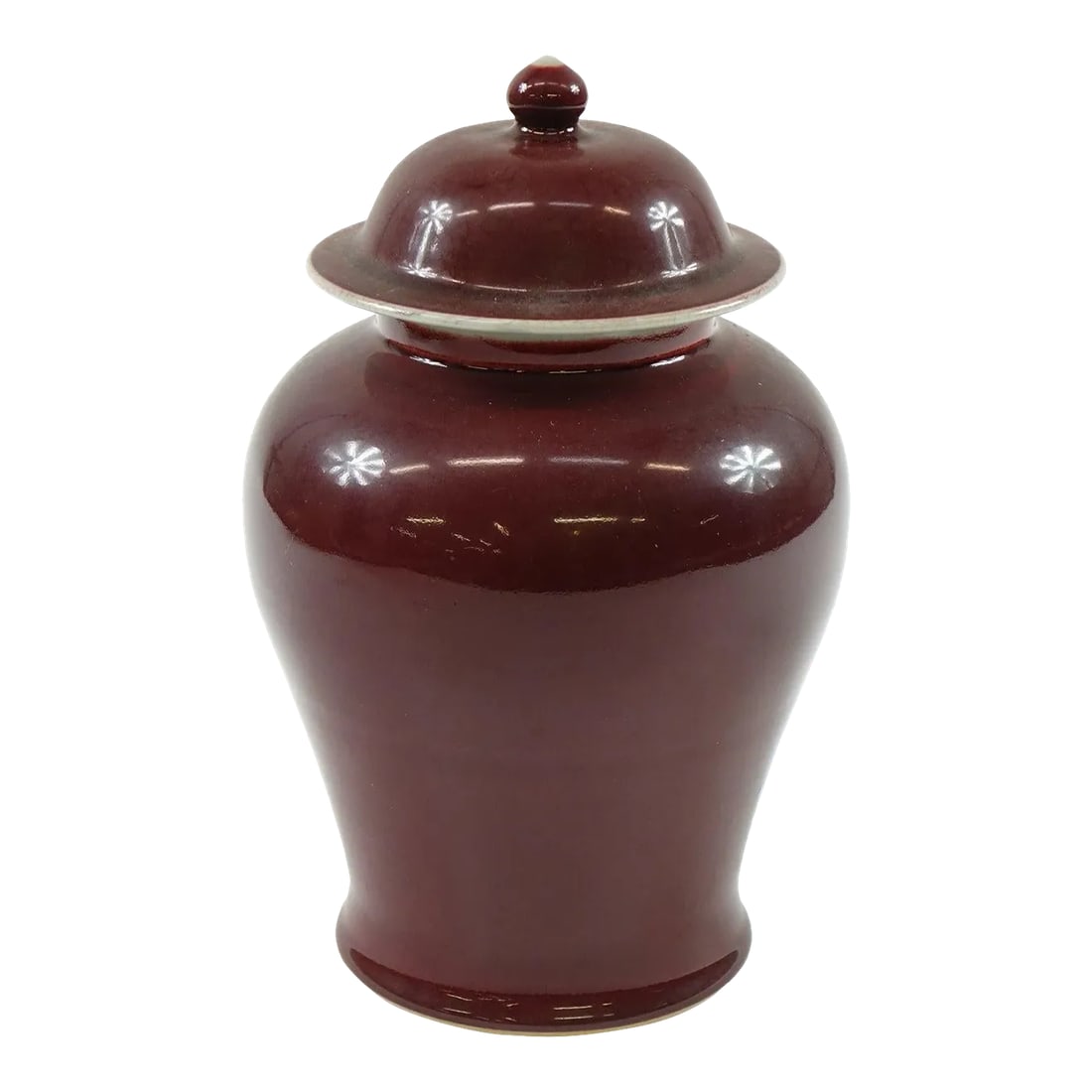 Antique Oxblood Red Chinese Porcelain Jar With Top Signed Sang Dde Boeuf: Antique Oxblood Red Chinese Porcelain Jar with Lid - Sang de Boeuf - 7Êº × 7Êº × 10.5Êº This exquisite antique Chinese porcelain jar showcases the timeless