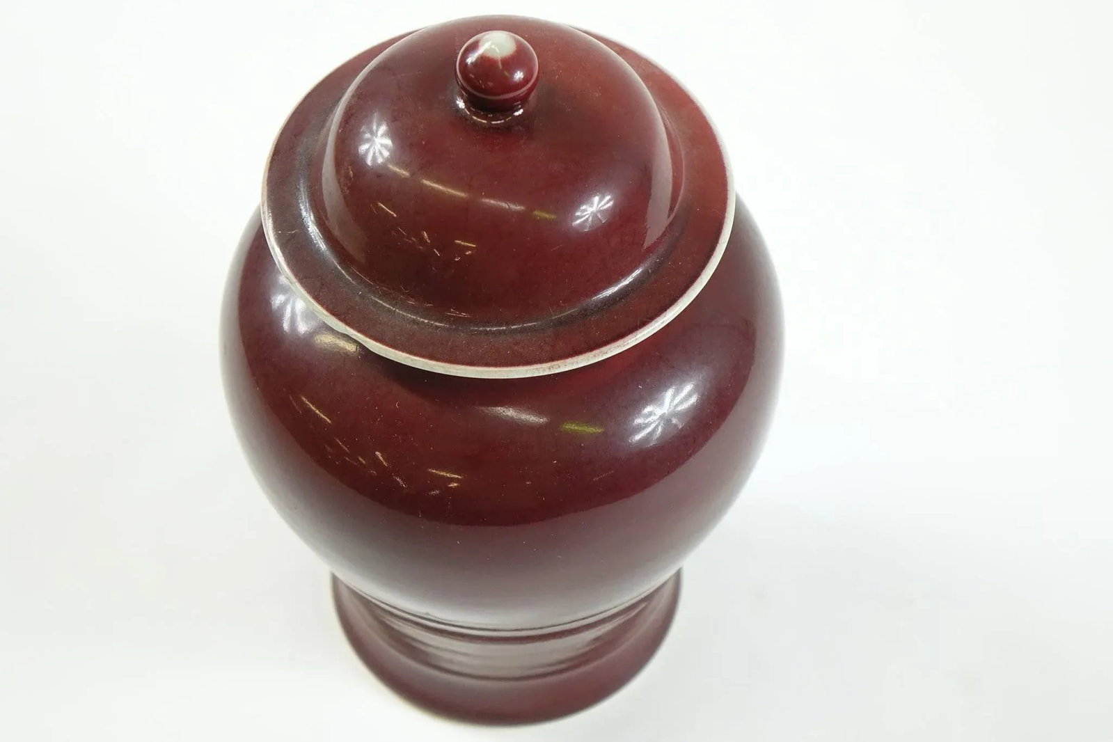 Antique Oxblood Red Chinese Porcelain Jar With Top Signed Sang Dde Boeuf - 2
