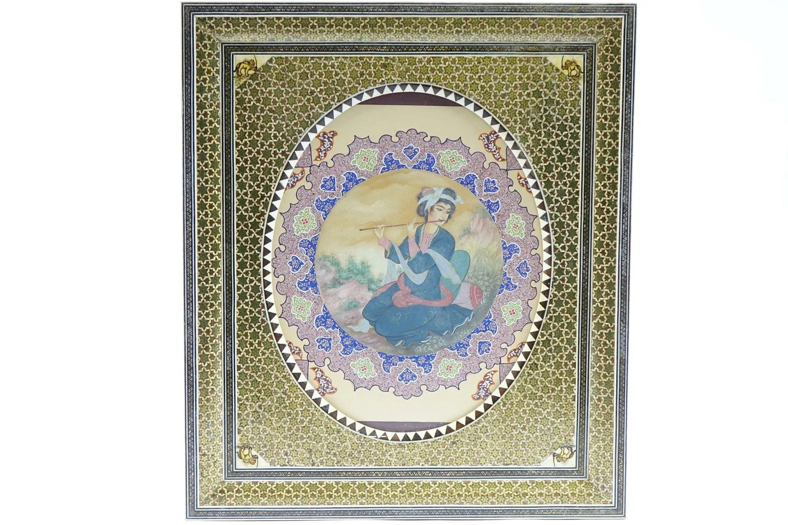 Persian Khatam Inlaid Artwork Faux Ivory – Original, Signed - 3