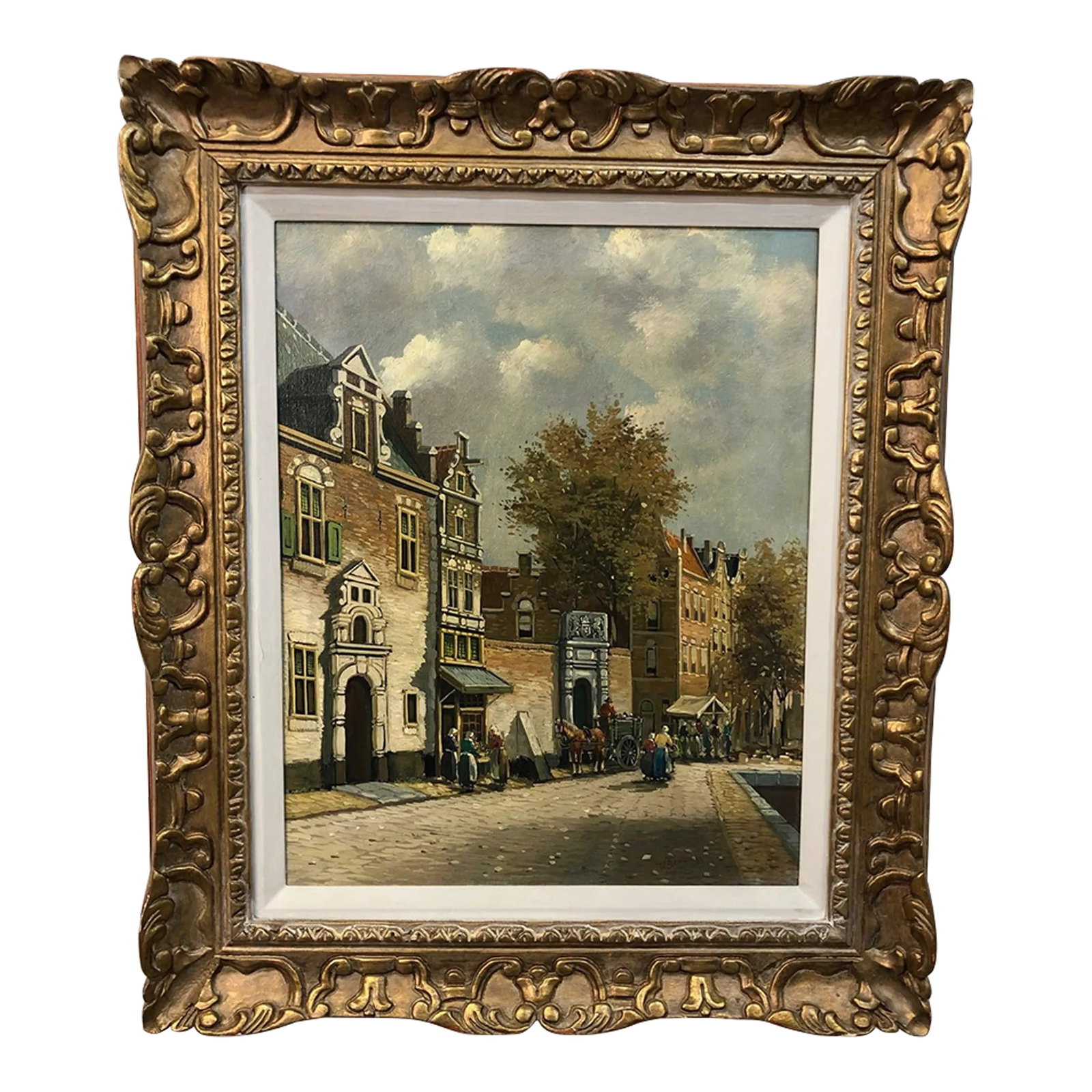 Mid 20th Century The Market Antique Original Oil on Canvas Signed at the Bottom, Framed (1 of 4)