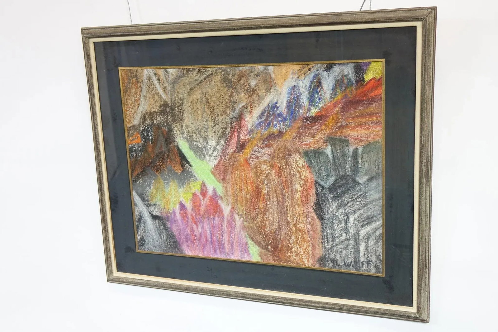 Erosion in Color - Mid 20th Century Abstract Original Pastel on Board Signed, Framed - 5