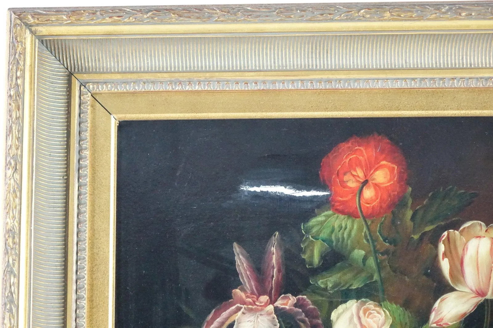 Early 20th Century Floral Still Life Antique Original Oil on Canvas Signed, Framed - 4