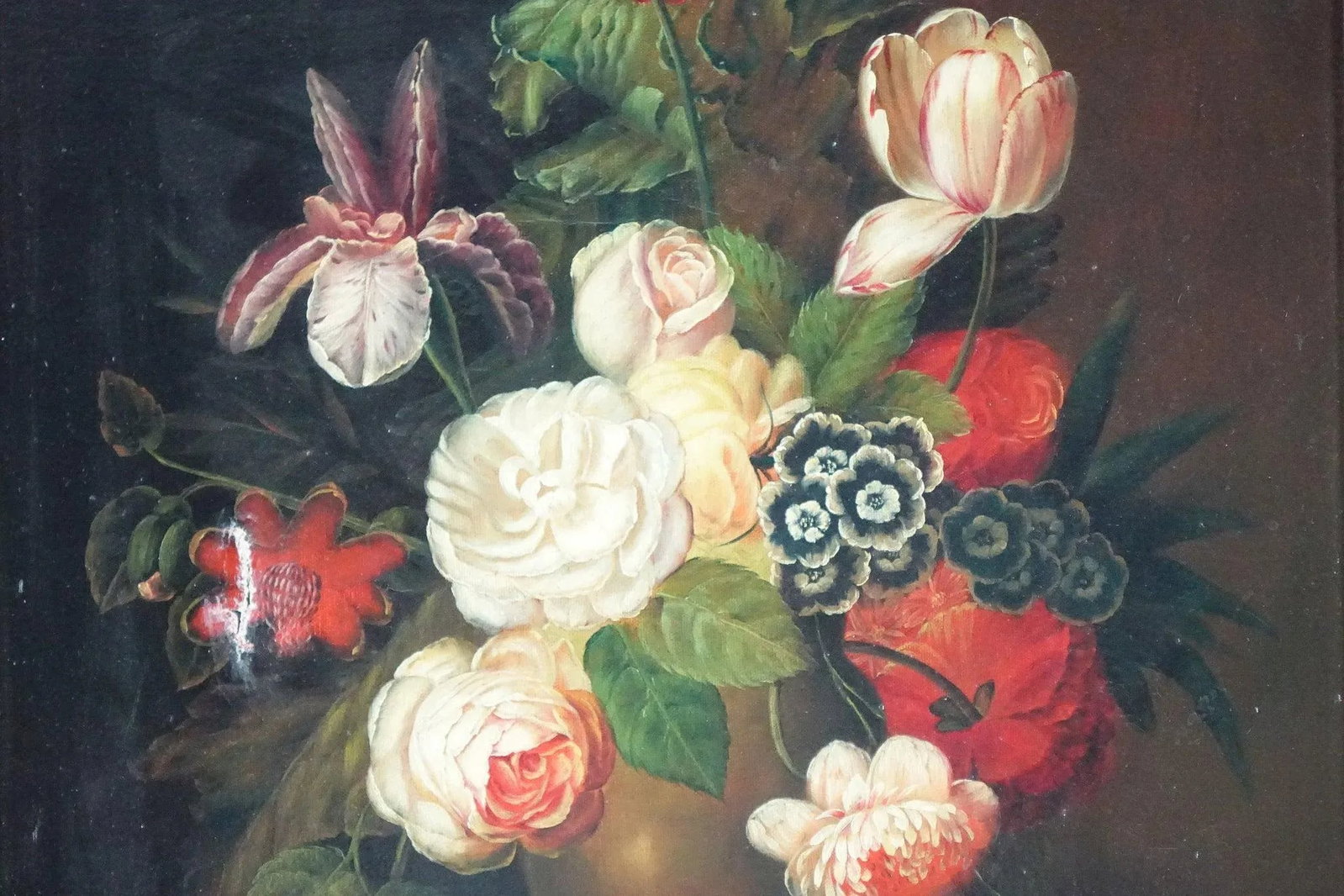 Early 20th Century Floral Still Life Antique Original Oil on Canvas Signed, Framed - 5