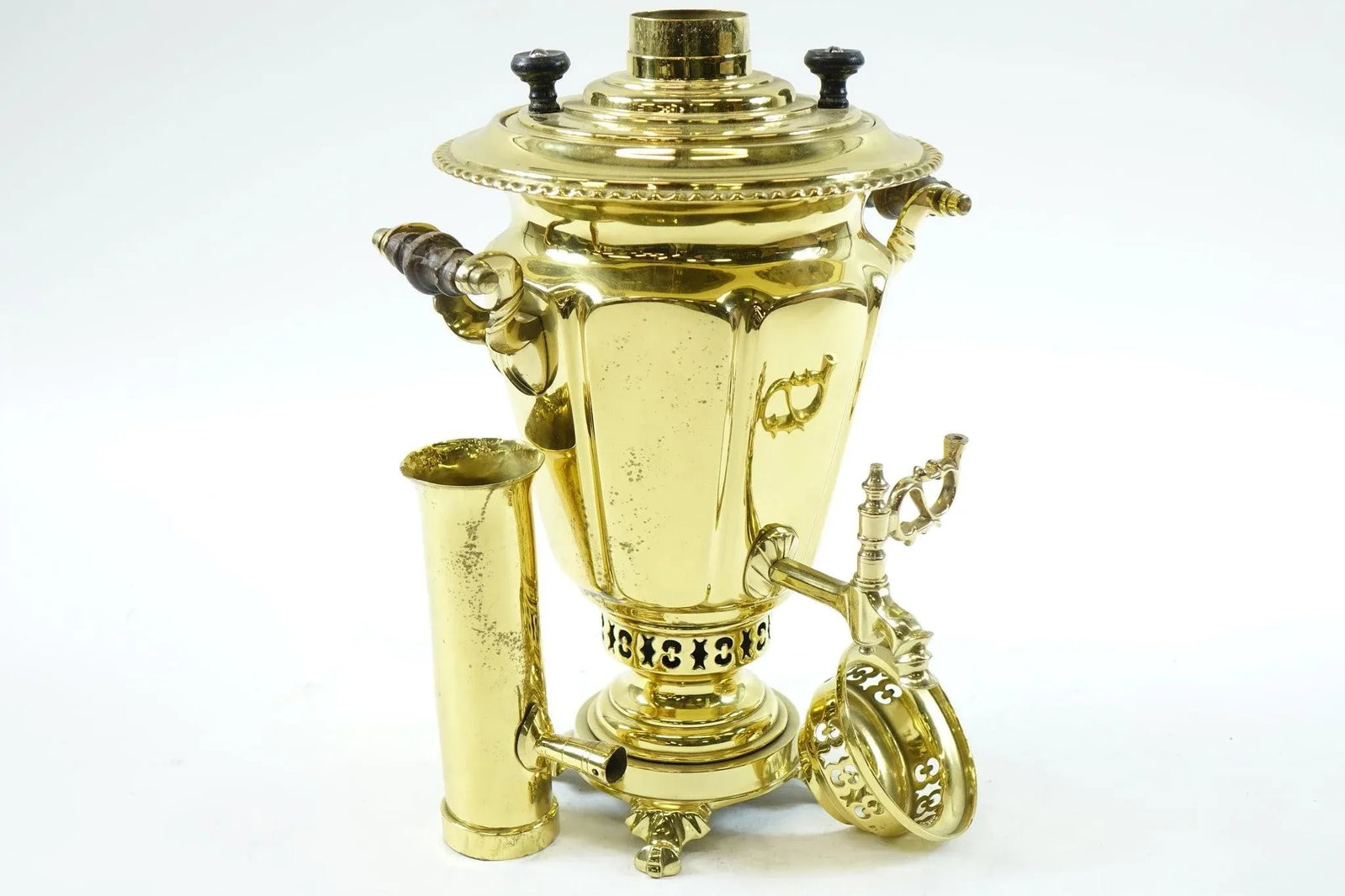 Antique Brass Russian Samovar 19th Century With Stamps 6 - 9