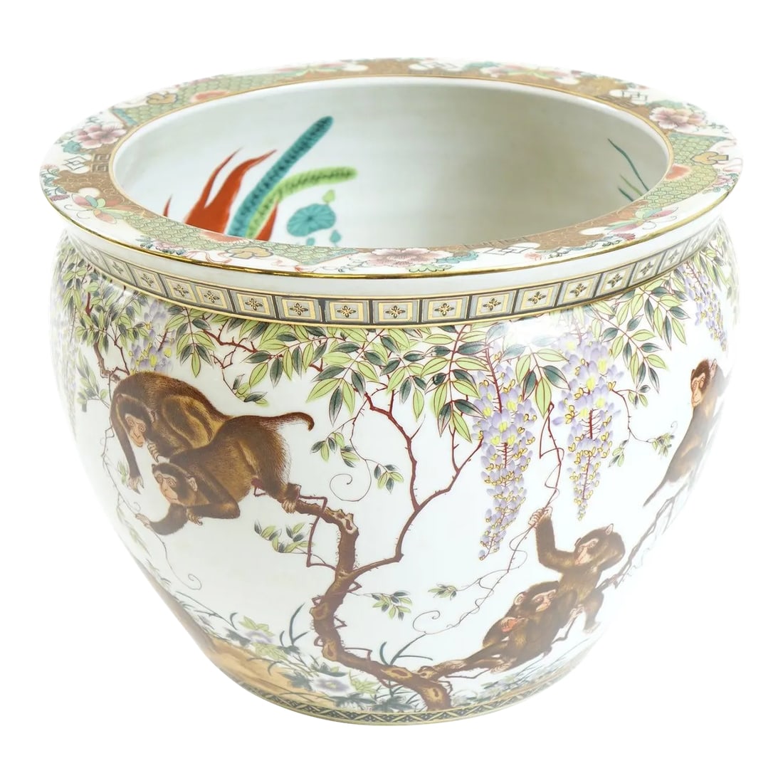 Early 20th Century Chinese Porcelain Cachepot: This Early 20th Century Chinese Porcelain Cachepot is an exquisite example of traditional Chinese artistry, featuring intricate hand-painted designs that showcase both craftsmanship and cultural