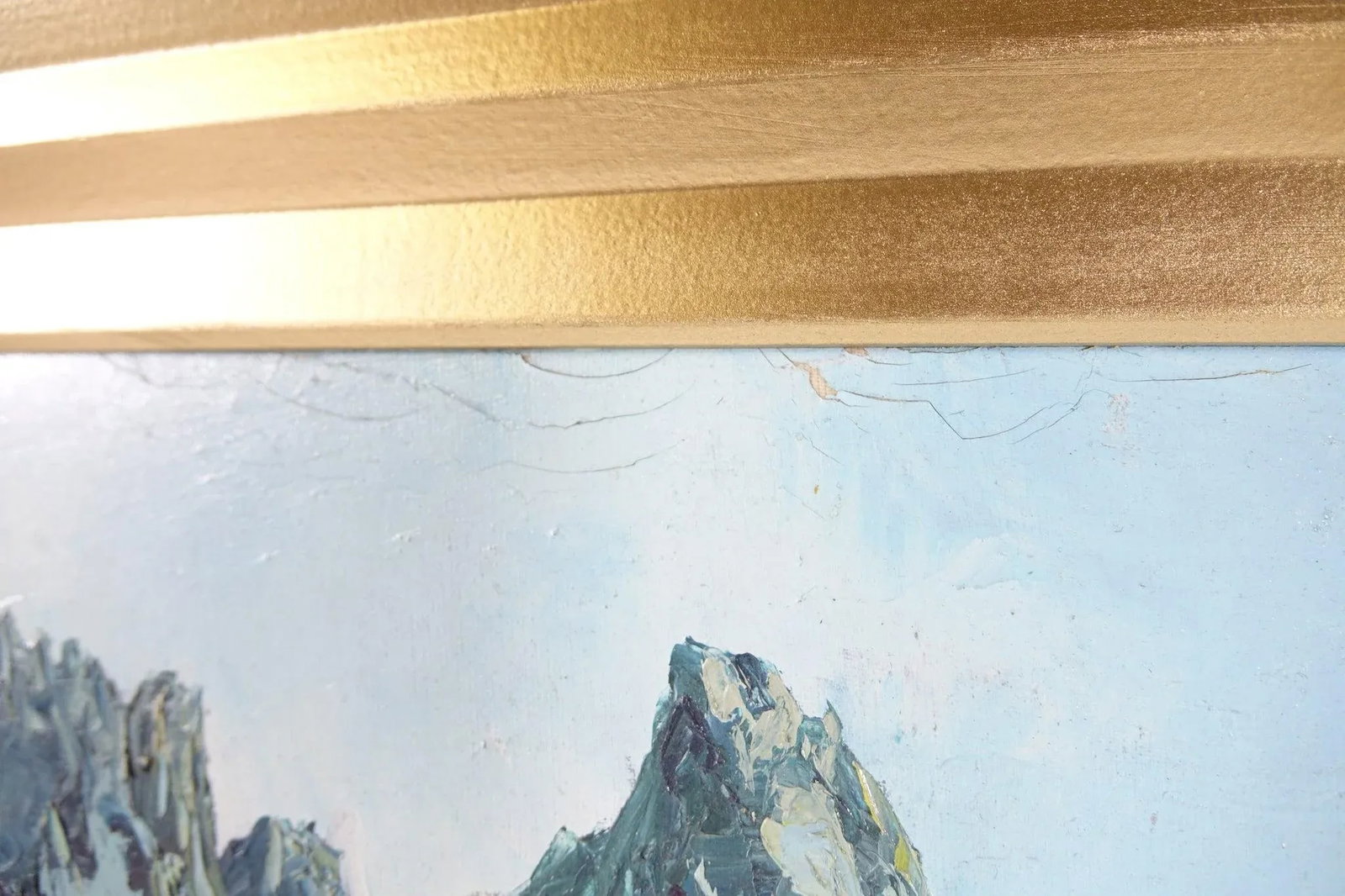 Mountain Vista From a Cliff – Original Oil on Canvas, Signed - 10