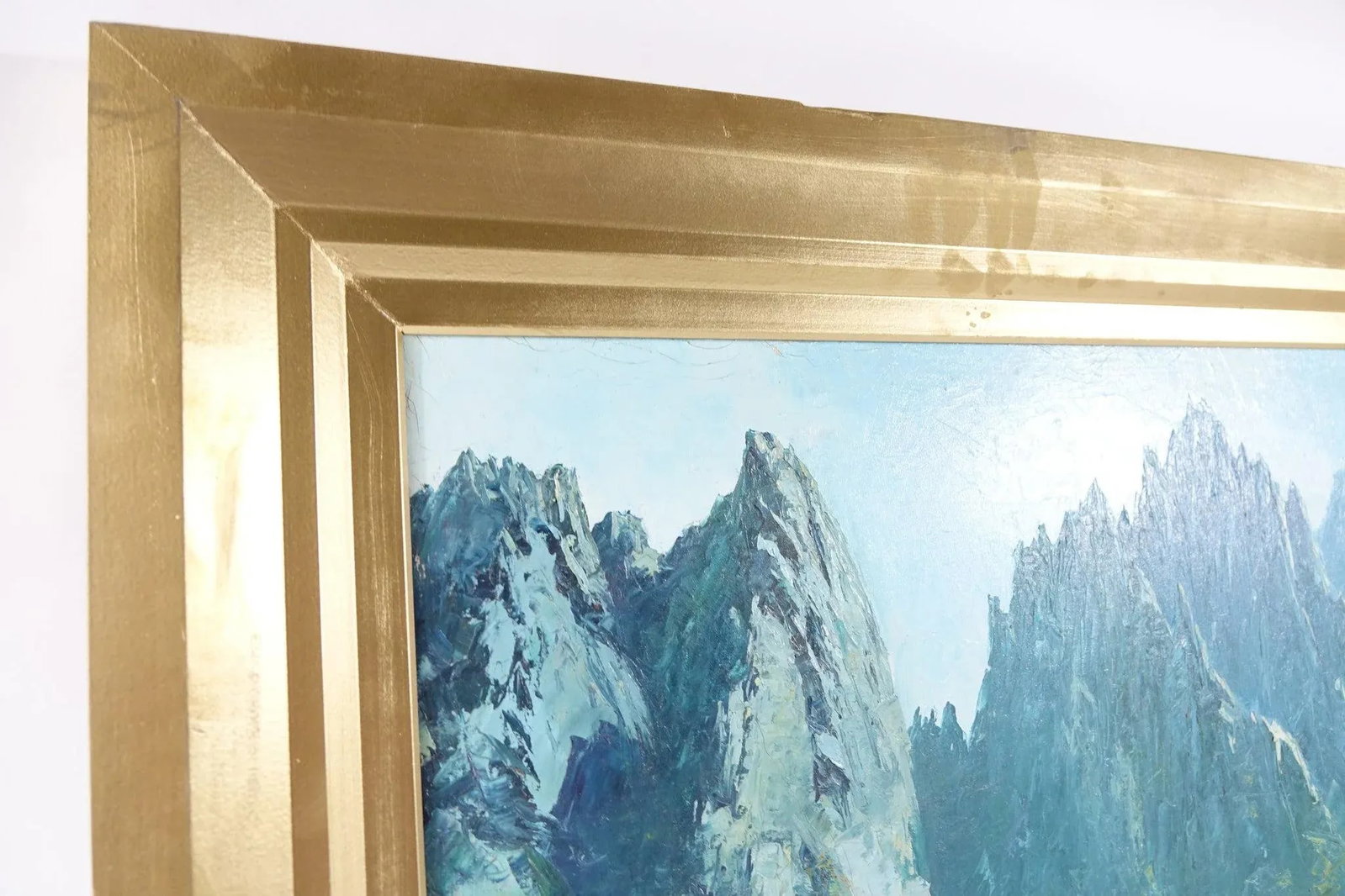 Mountain Vista From a Cliff – Original Oil on Canvas, Signed - 9