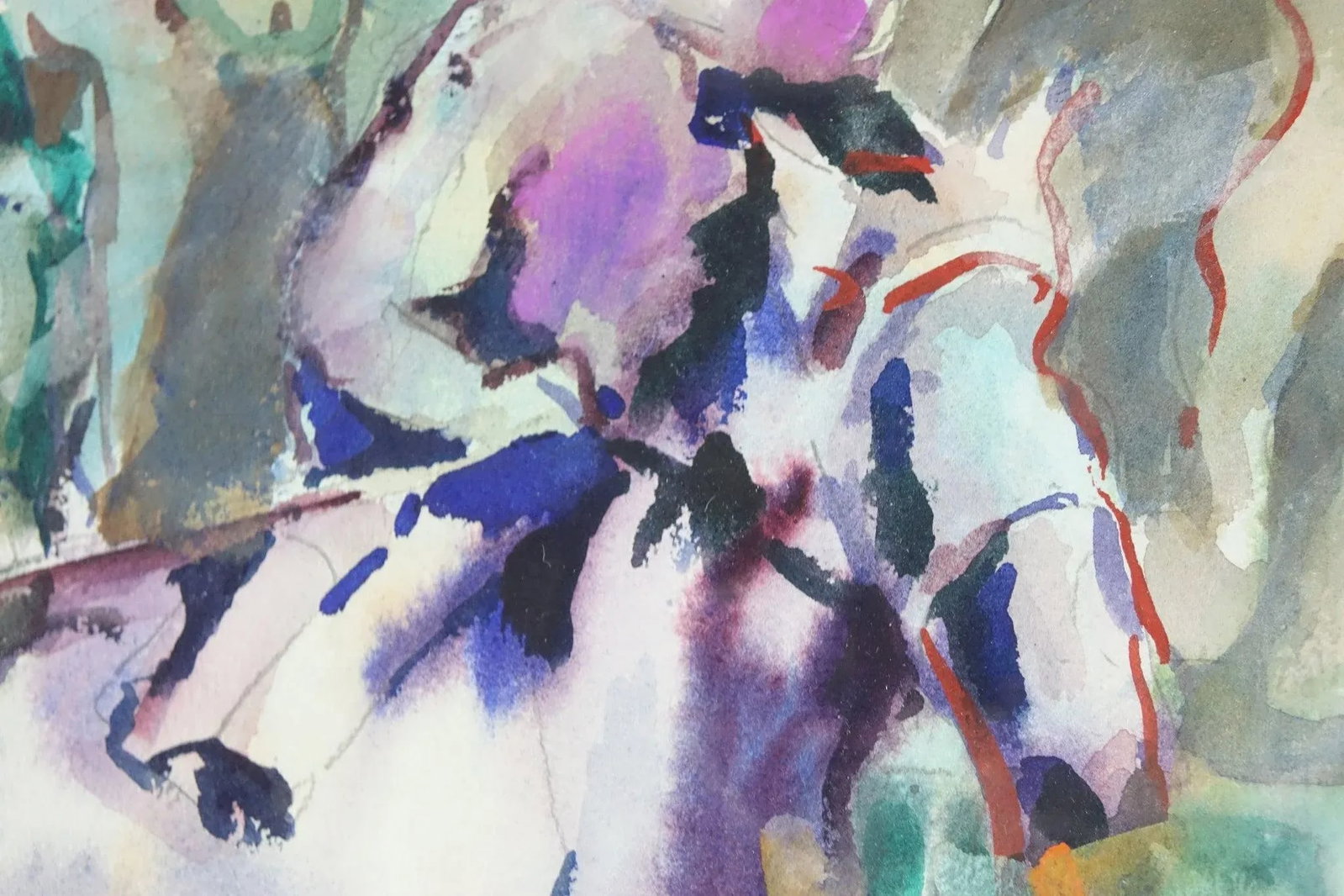 Late 20th Century Horse Jockeys Original Watercolor on Paper Signed by Artist Loes Verspoor - 2