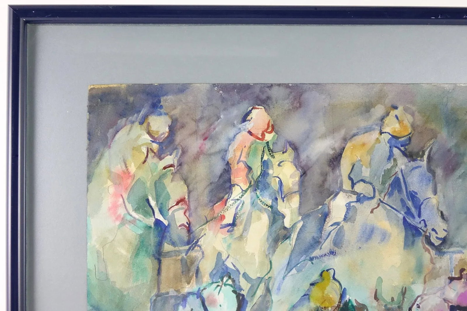 Late 20th Century Horse Jockeys Original Watercolor on Paper Signed by Artist Loes Verspoor - 3