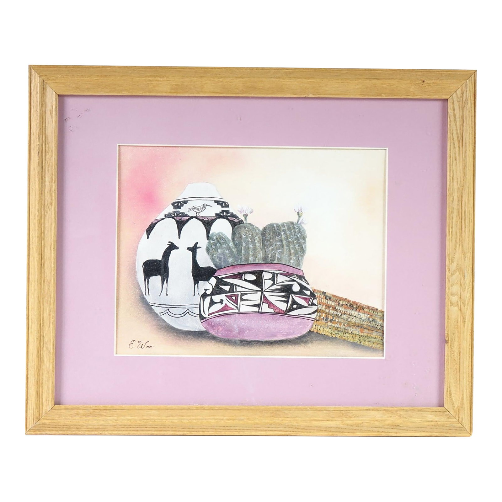 Echoes of the Heritage - South American Still Life Original Acrylic Painting Signed: This captivating still life embraces the charm of folk art with touches of realism, capturing a serene and symbolic moment inspired by South American culture. At the heart of the composition are two