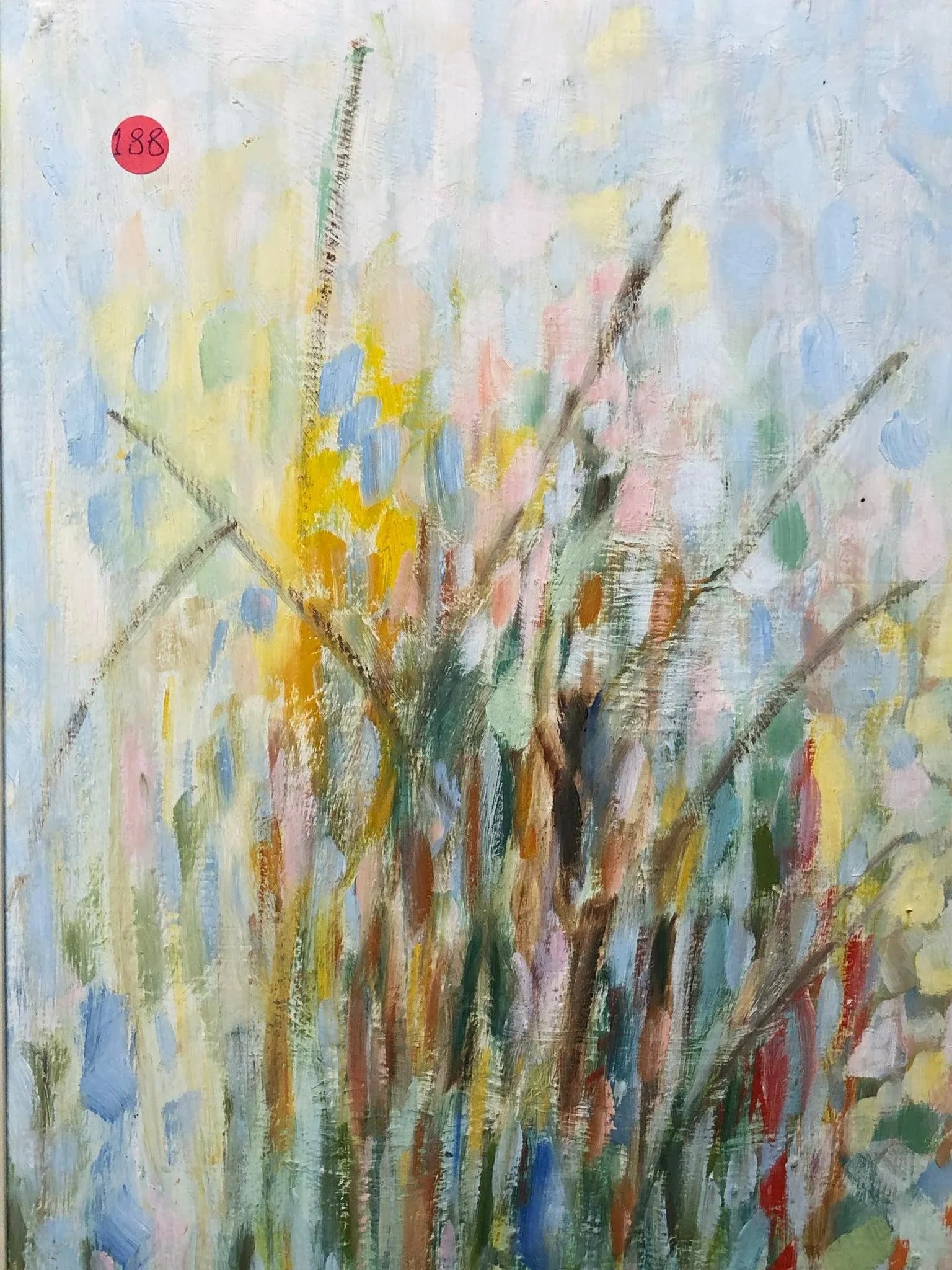Whispers in Bloom - Abstract Oil on Board, Signed on the Bottom 1962, Framed - 4