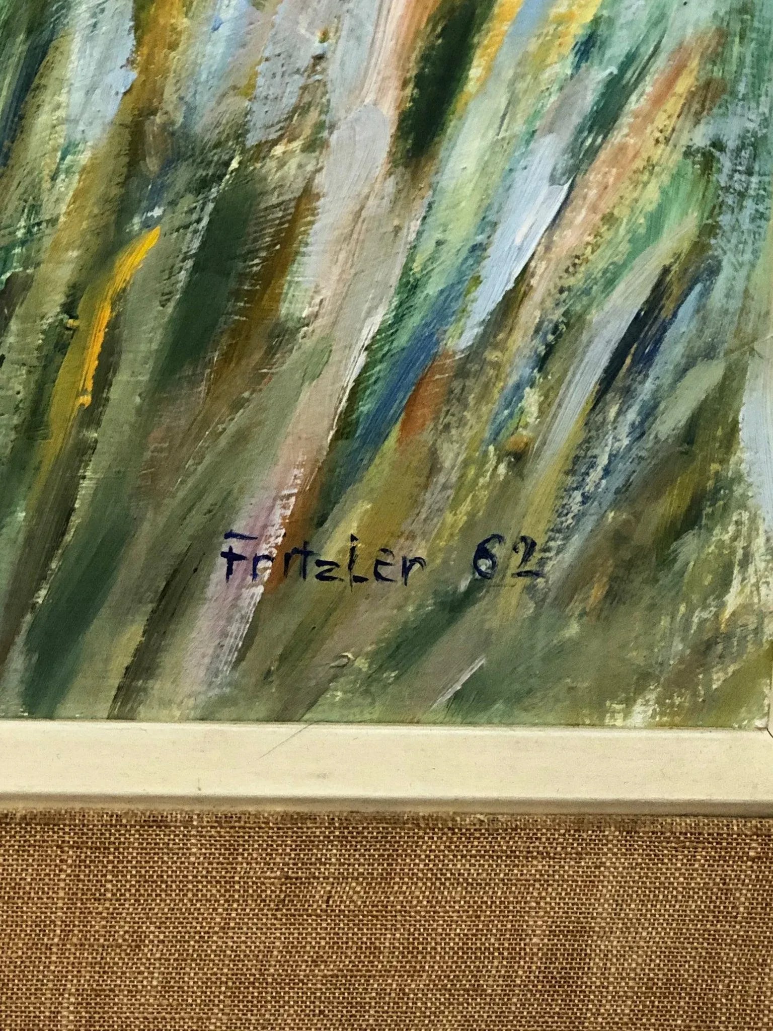 Whispers in Bloom - Abstract Oil on Board, Signed on the Bottom 1962, Framed - 5