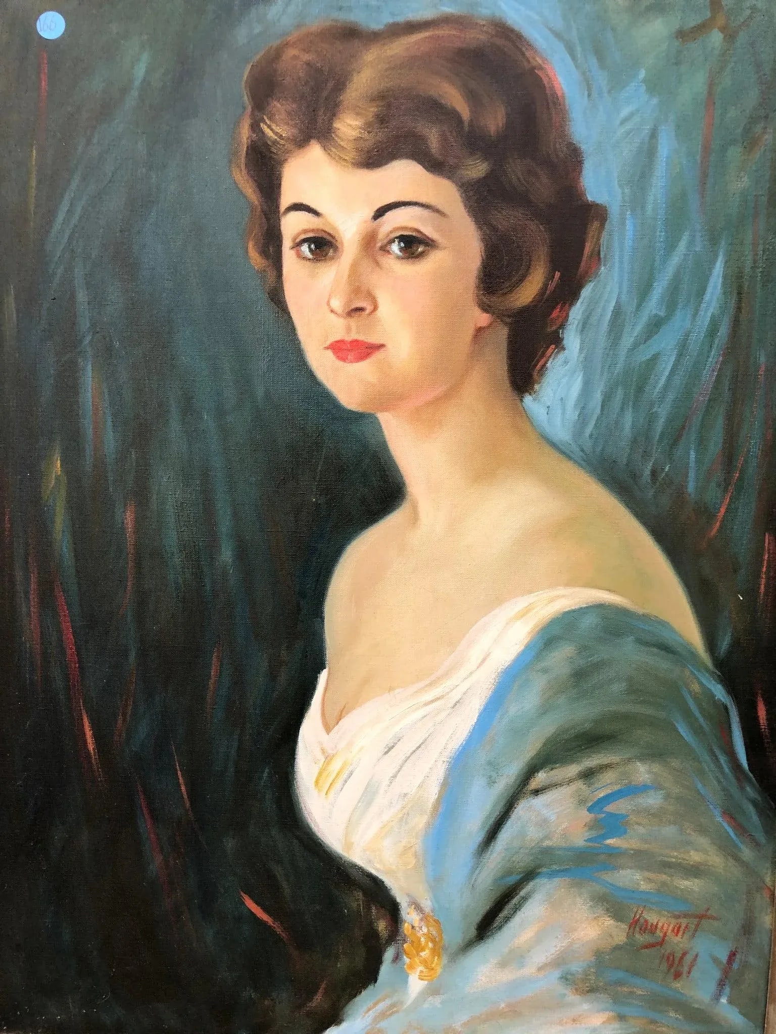 Timeless Gaze - Original Oil on Canvas Signed on the Bottom 1961, Framed - 5