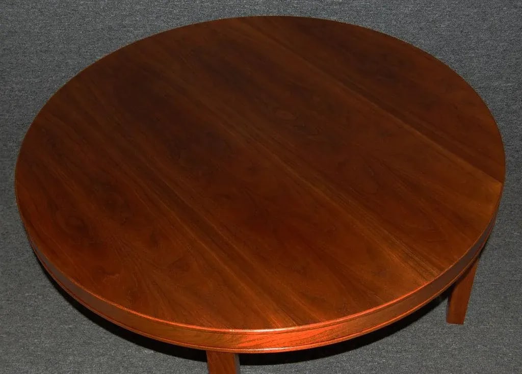 Swedish Mid-Century Modern Round Walnut End or Coffee Table by Carl Malmsten - 6