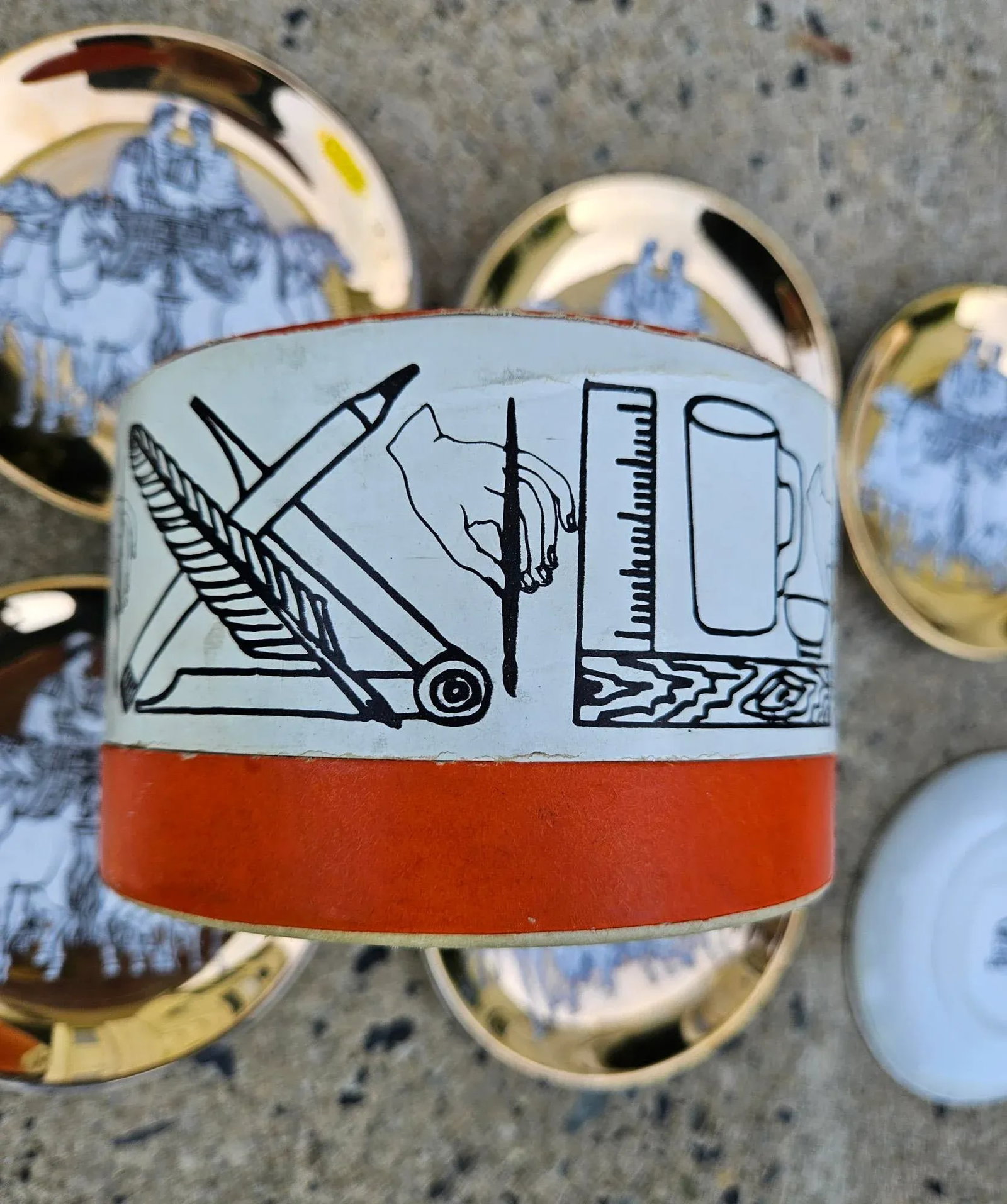 Piero Fornasetti Neo-Classical Ceramic Coaster Set of Eight With Roman Chariots - 3