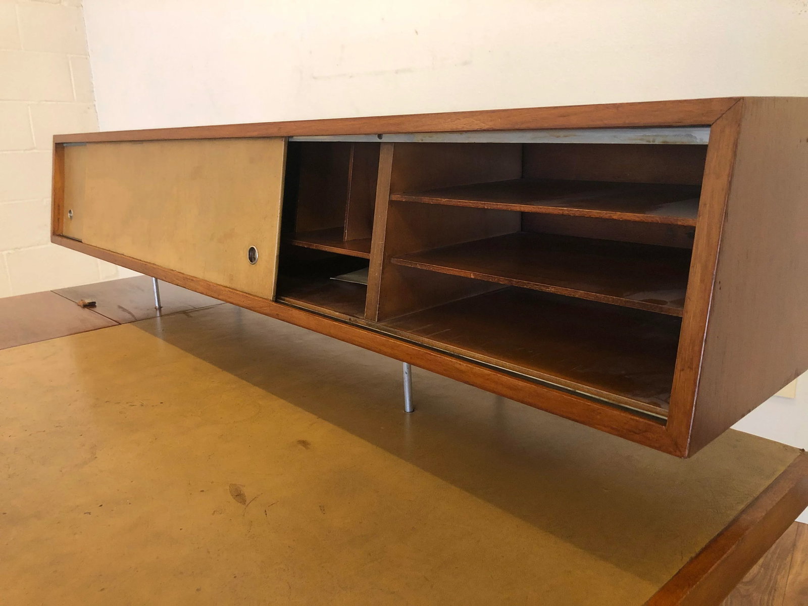 George Nelson for Herman Miller Walnut, Steel and Leather Mid Century Desk - 9