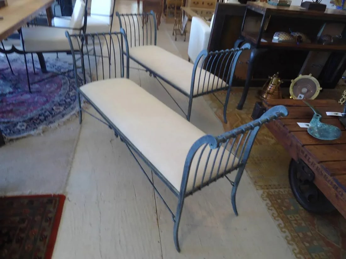 Neoclassical Iron Window Benches by Niermann Weeks - a Pair - 5