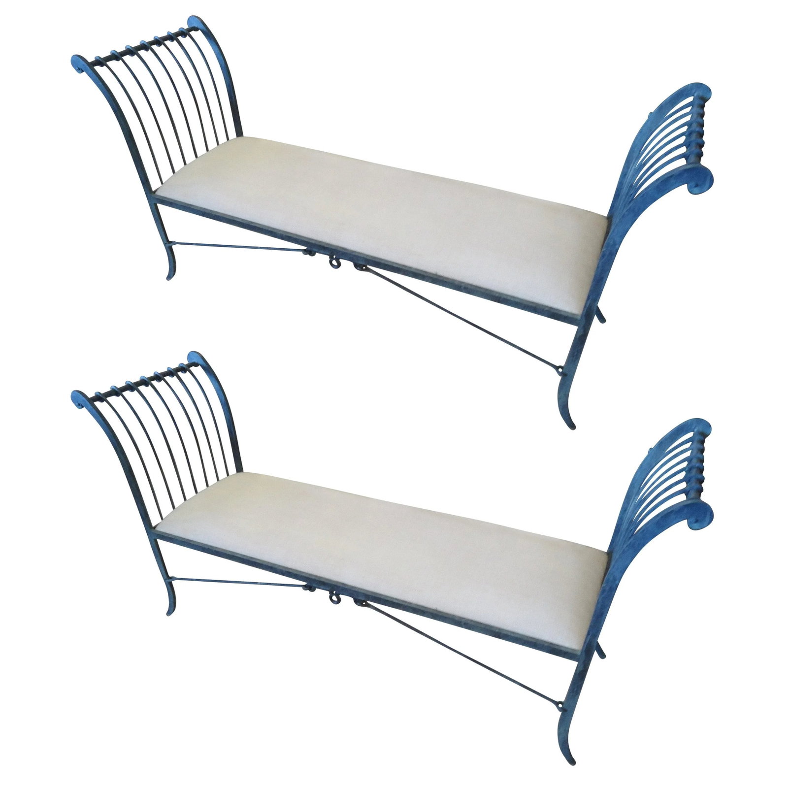 Neoclassical Iron Window Benches by Niermann Weeks - a Pair - 9